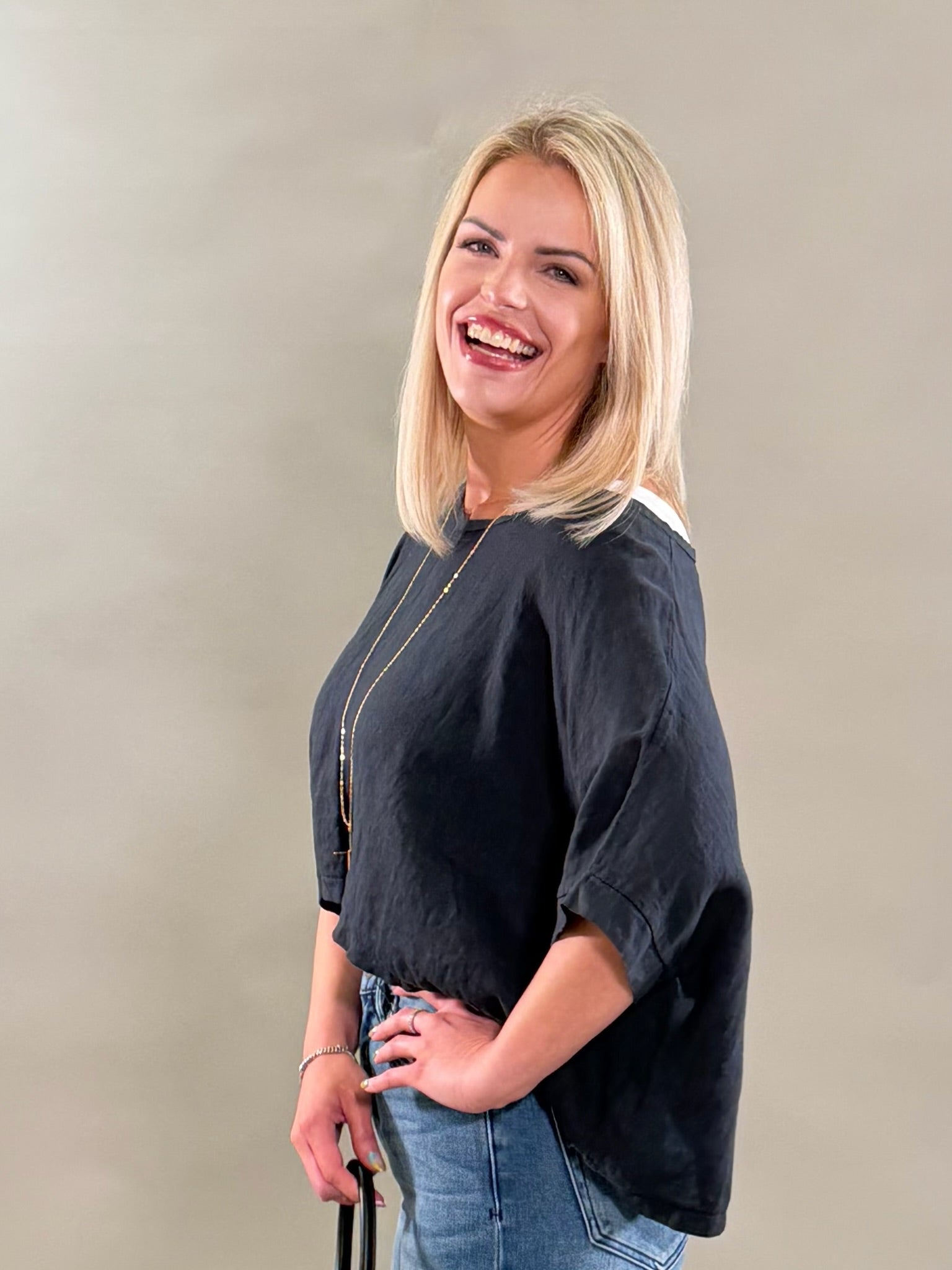 Cropped Linen Boxy Tee