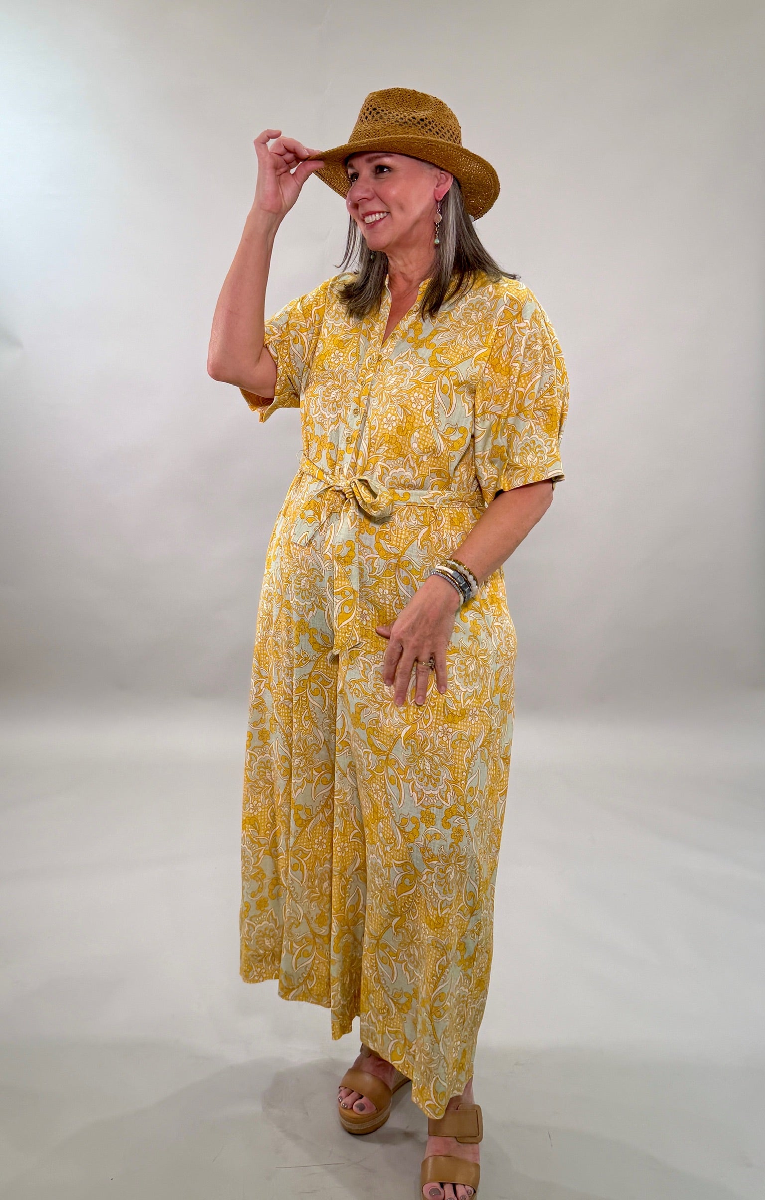 Tuck Sleeve Garden Jumpsuit