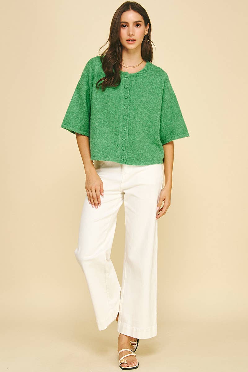 Cozy Button-Front Short Sleeve Cardigan