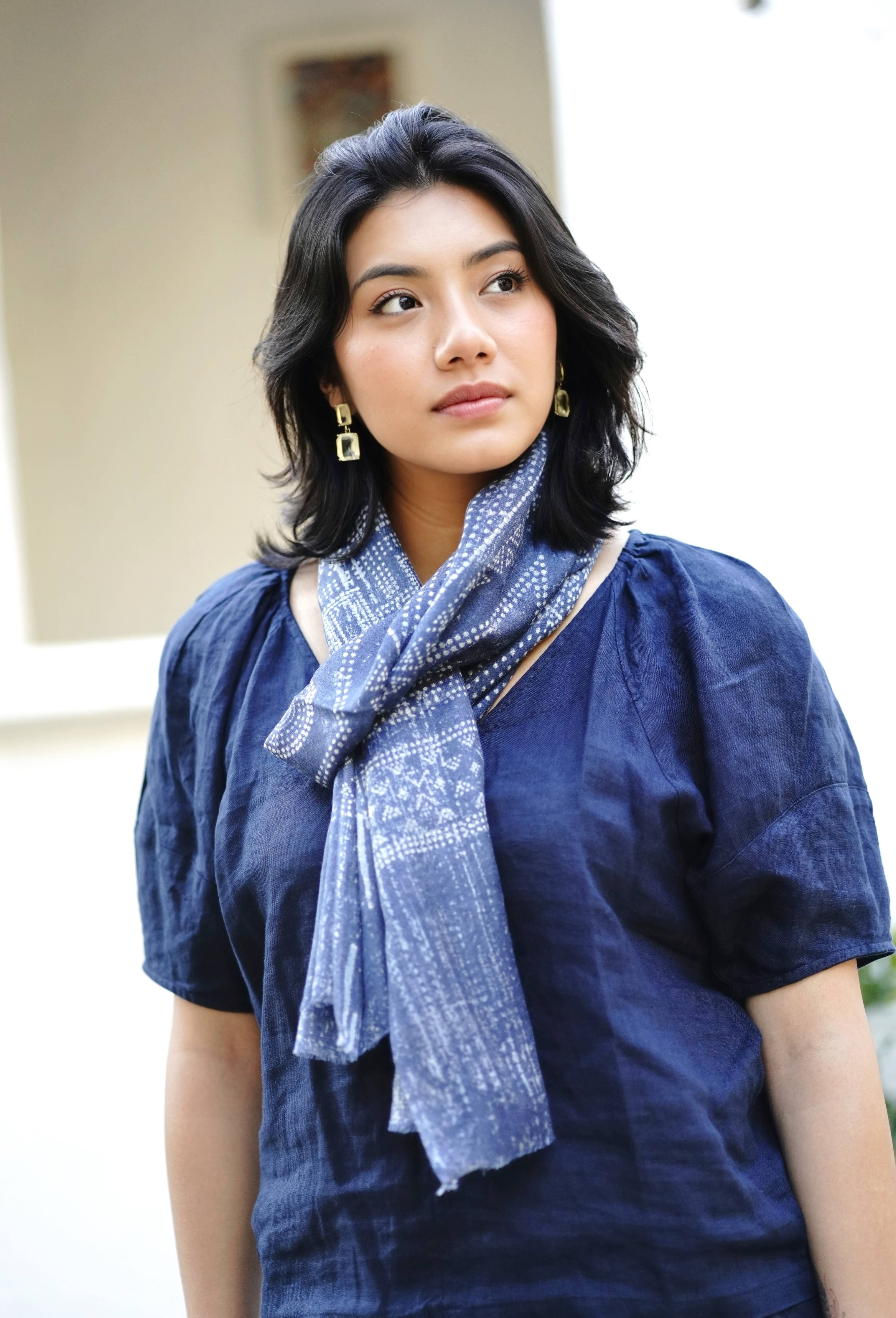 Veronique Geo Wool Silk Scarf