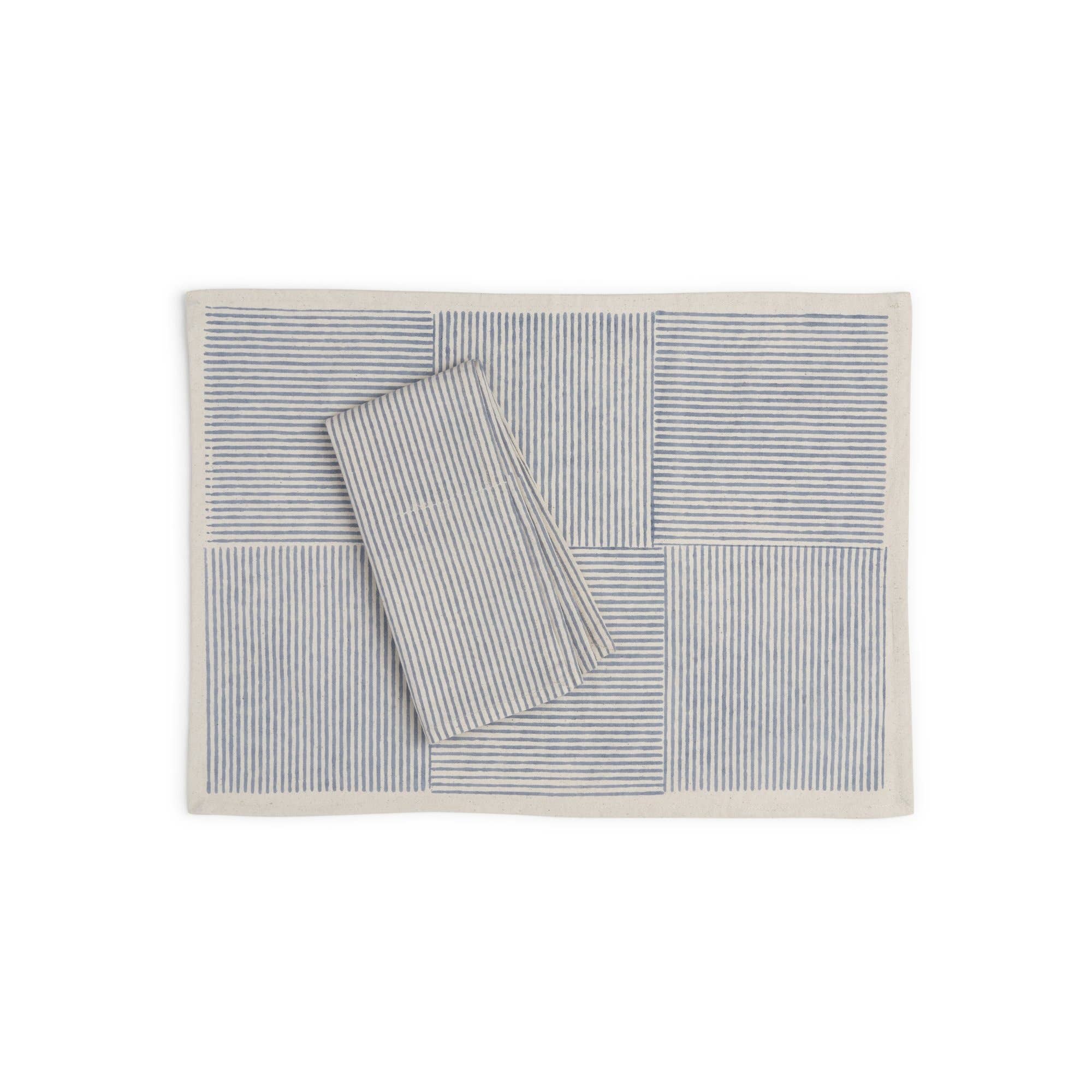 Cerulean Placemat (Set of 4), Hand Block Printed Cotton