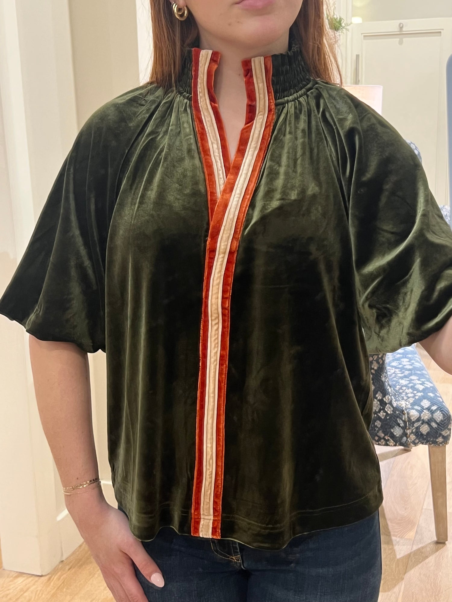 Puff Sleeve Velvet Top