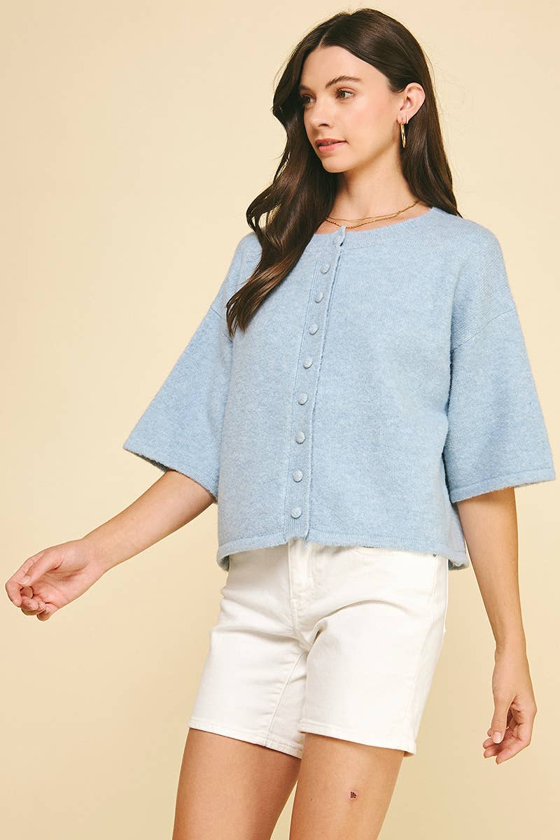 Cozy Button-Front Short Sleeve Cardigan
