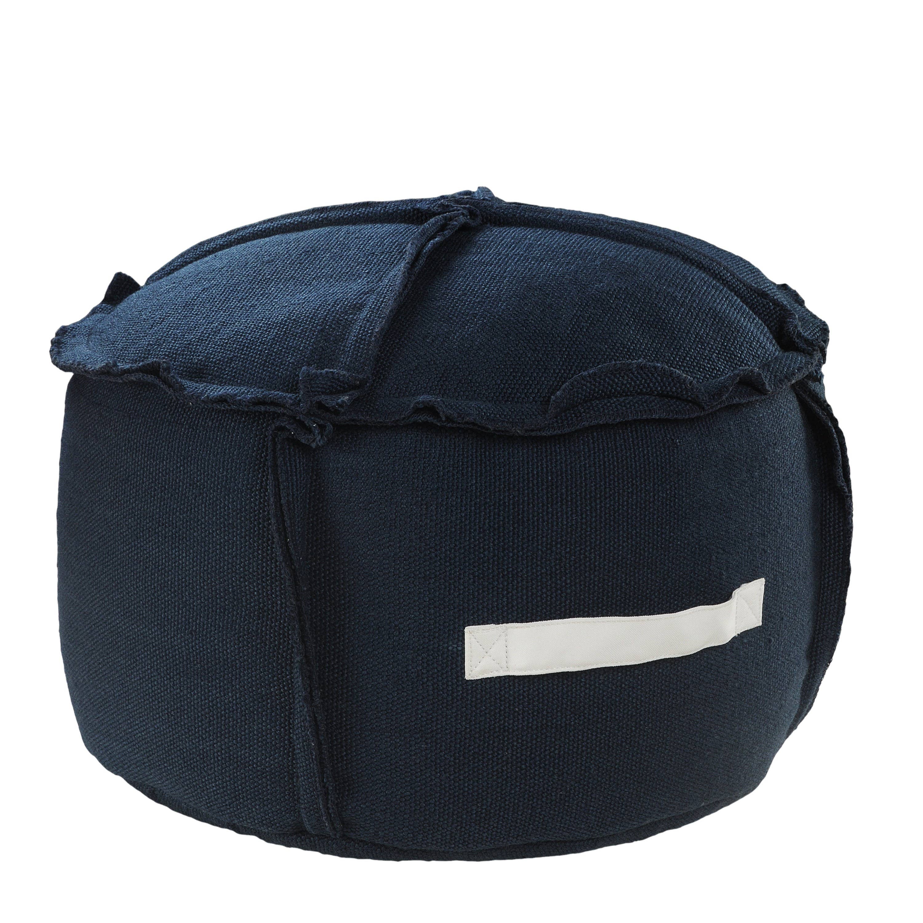 Textured Indoor Outdoor Pouf with Handles