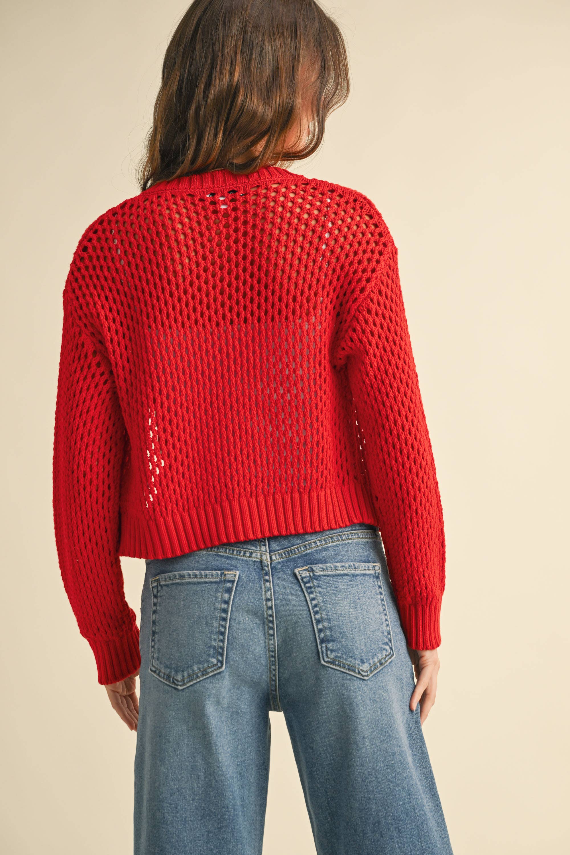 Crochet Knitted Button Down Cardigan