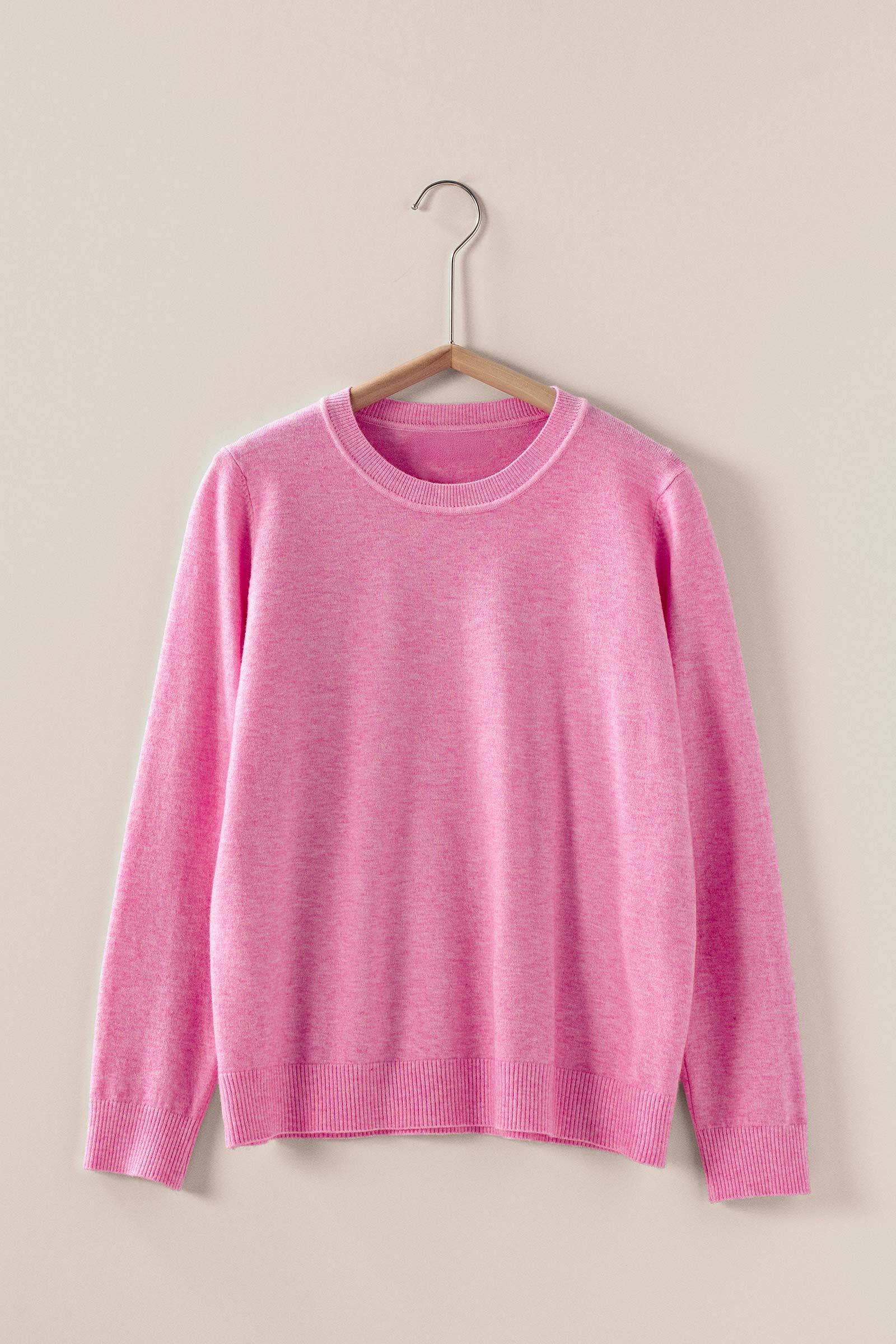 Soft Viscose Blend Crewneck Knit Pullover
