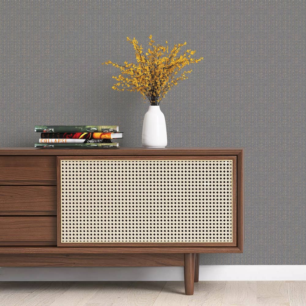Batik Stripe Denim Peel and Stick Wallpaper