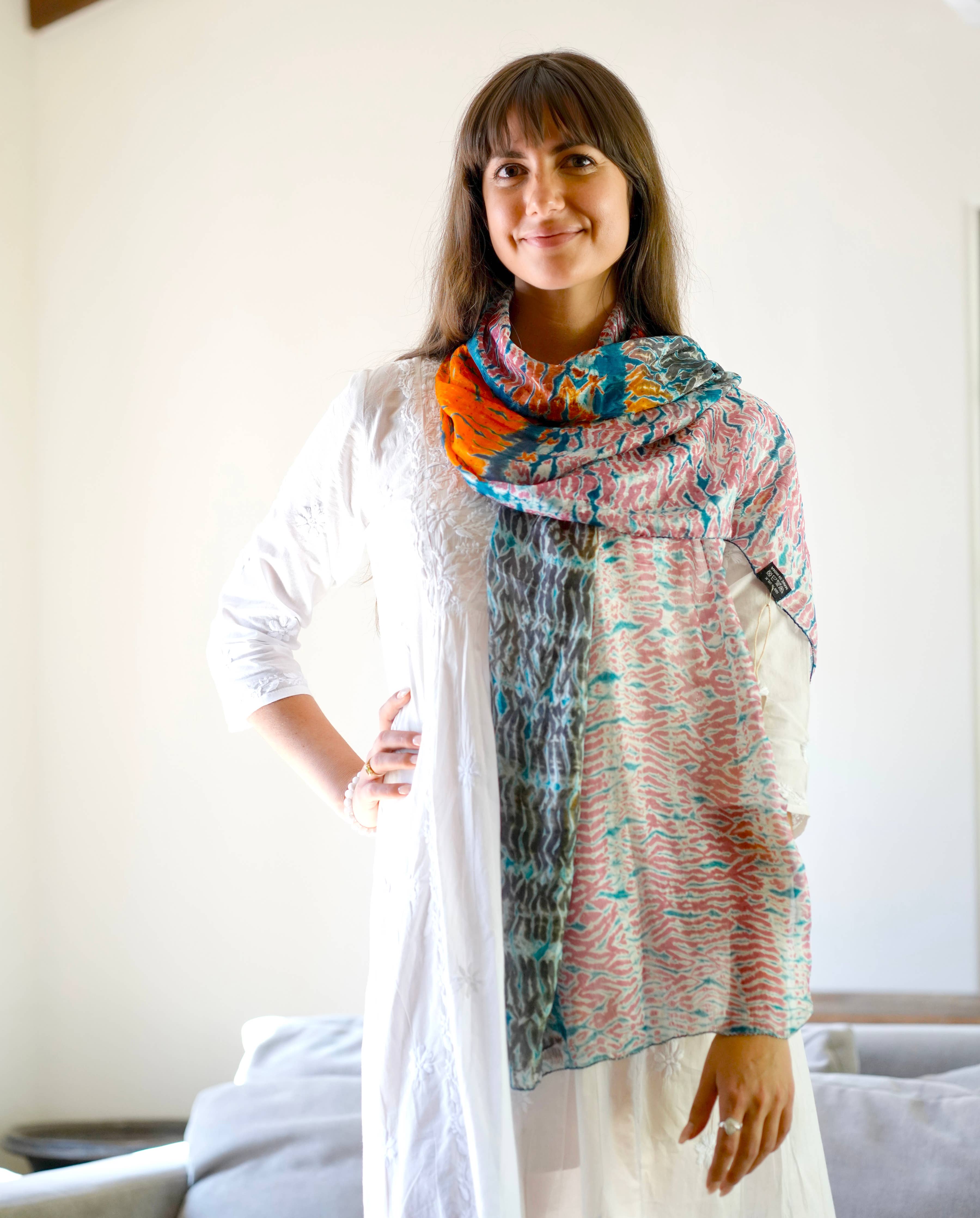 Yuna Shibori Silk Scarf