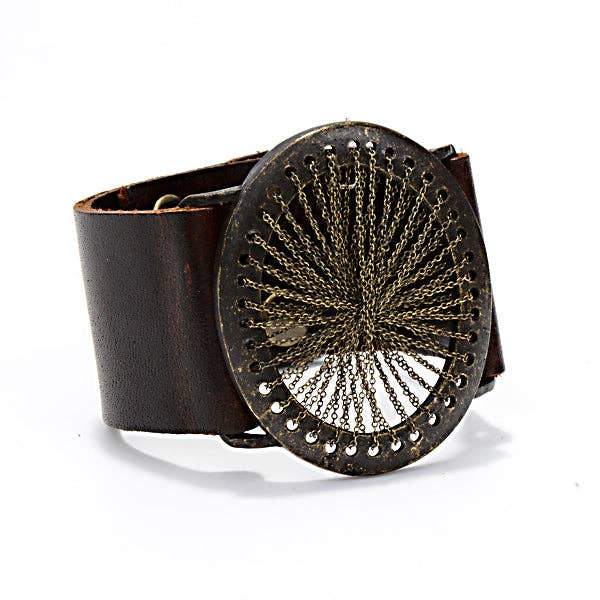Chain Web Leather Bracelet