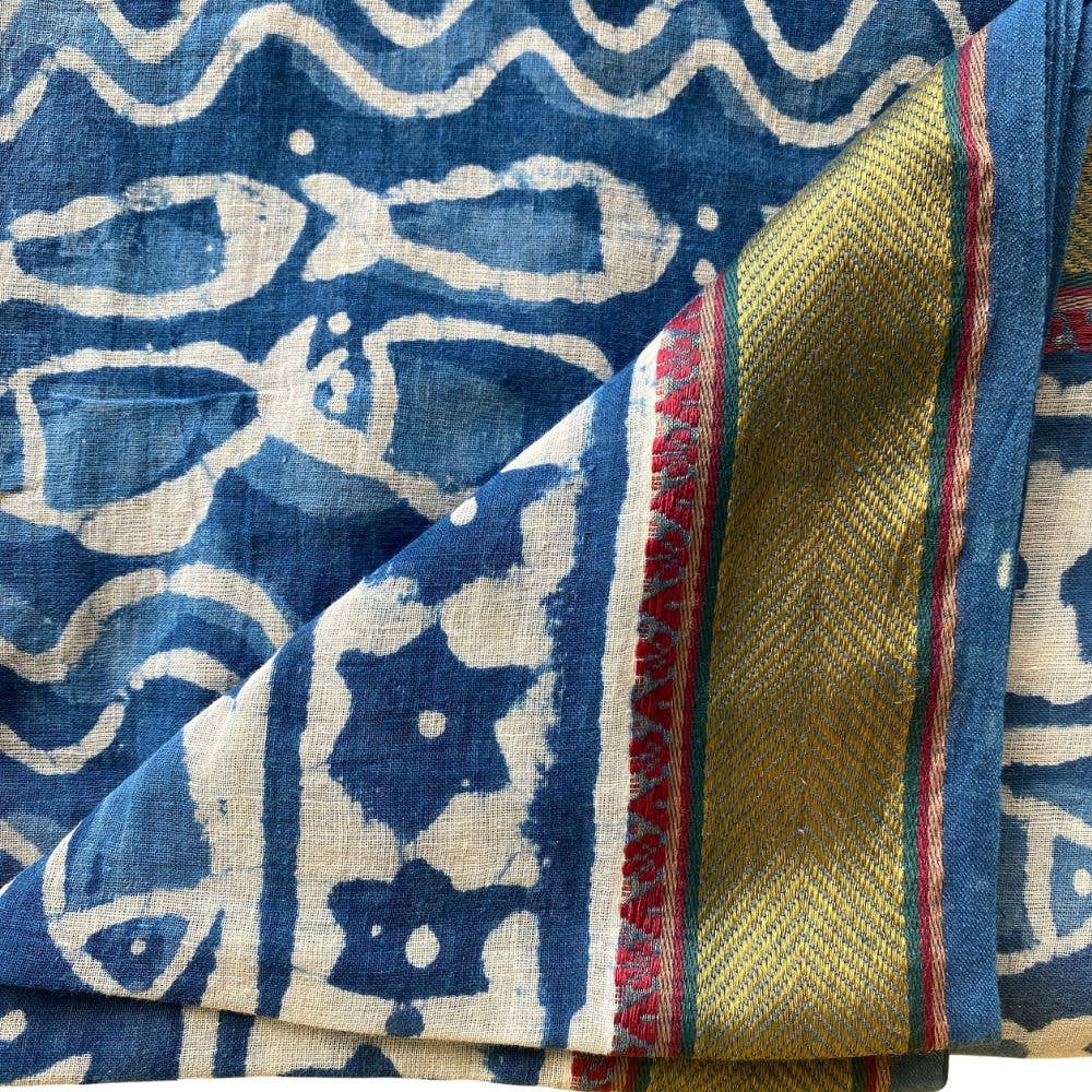 Naturally Dyed Block Printed Zari Sarong