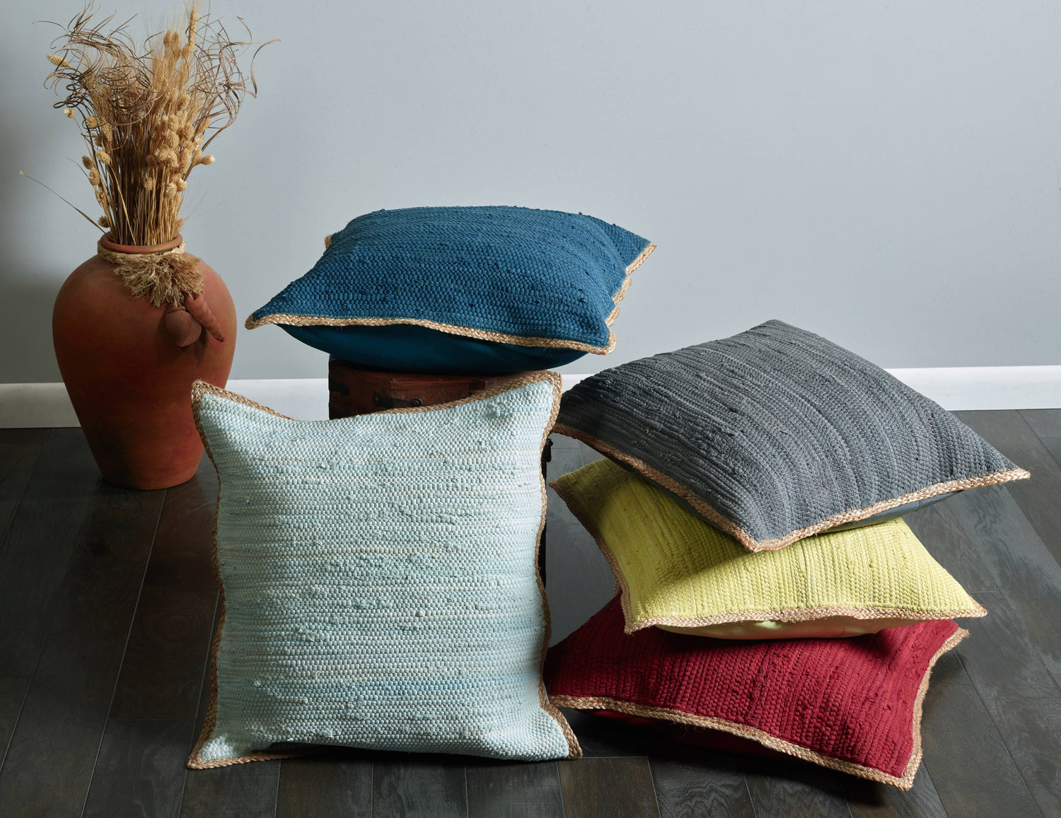 Jute Bordered Throw Pillow