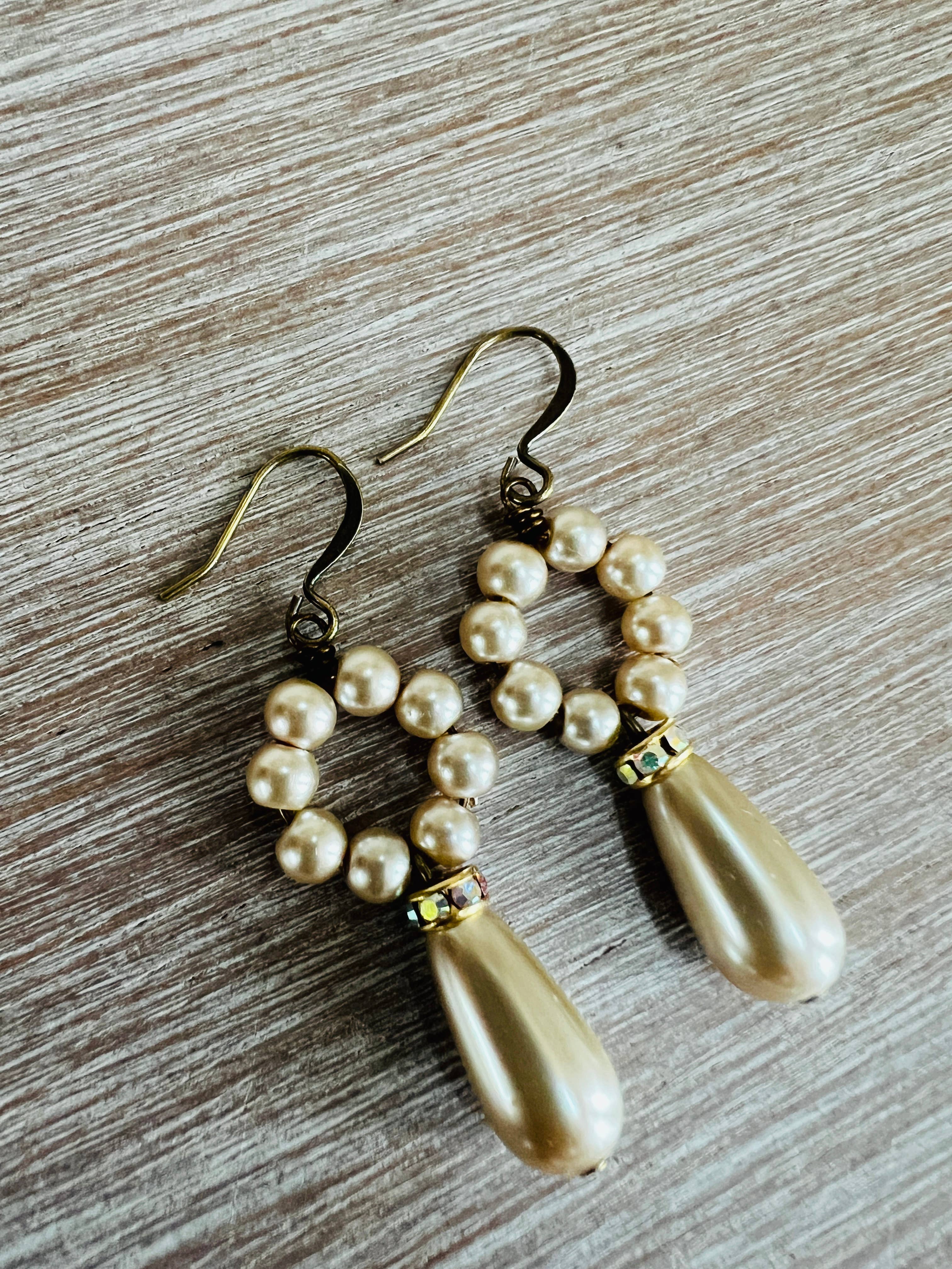 Glittery Pearl Drop Earrings Classic Style For Brides