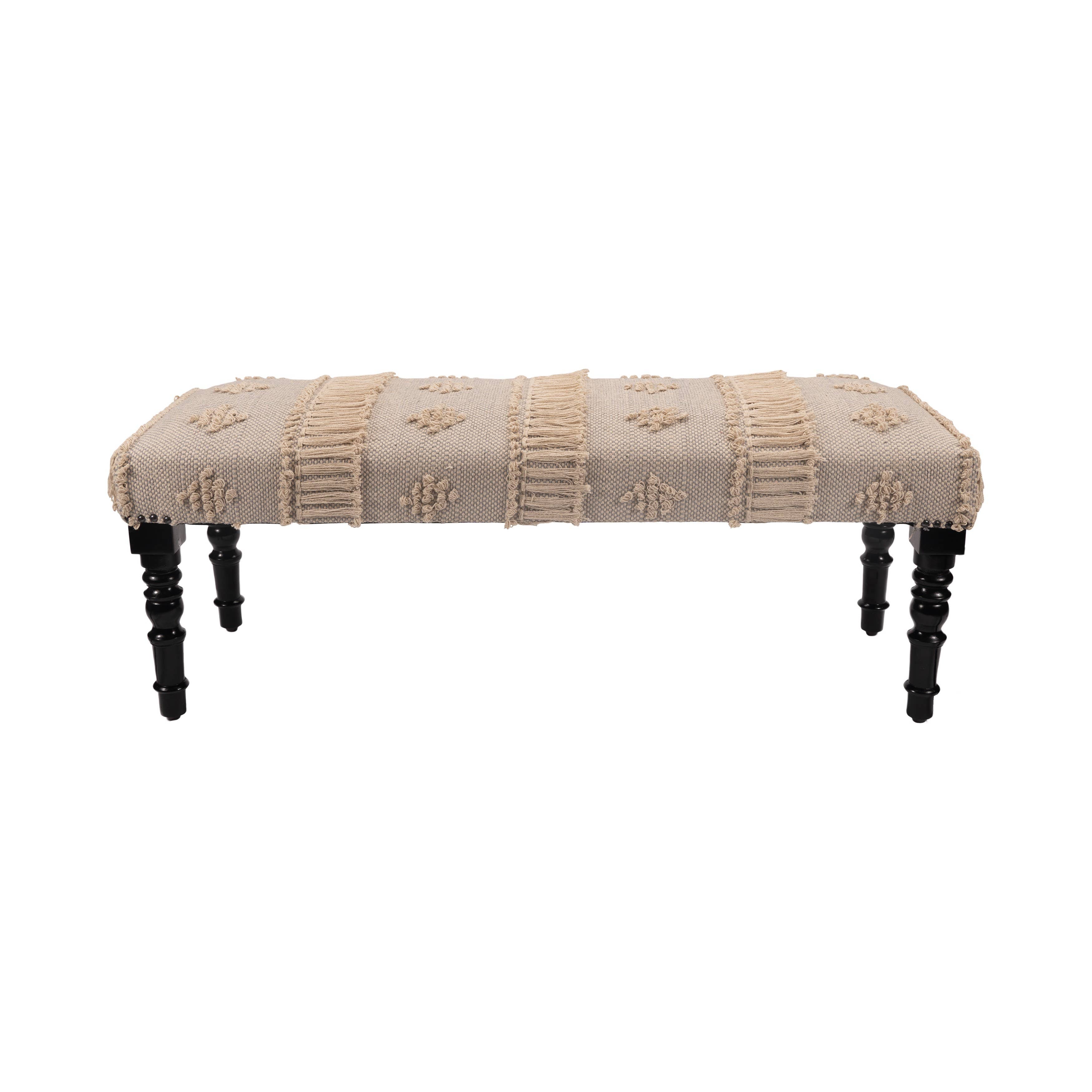 Intricate Modern Embroidered Handmade Upholstery Bench