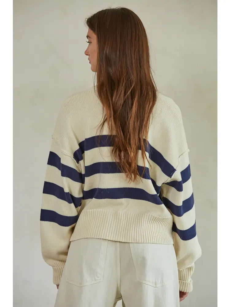 Knit Sweater Striped Button Down Cardigan