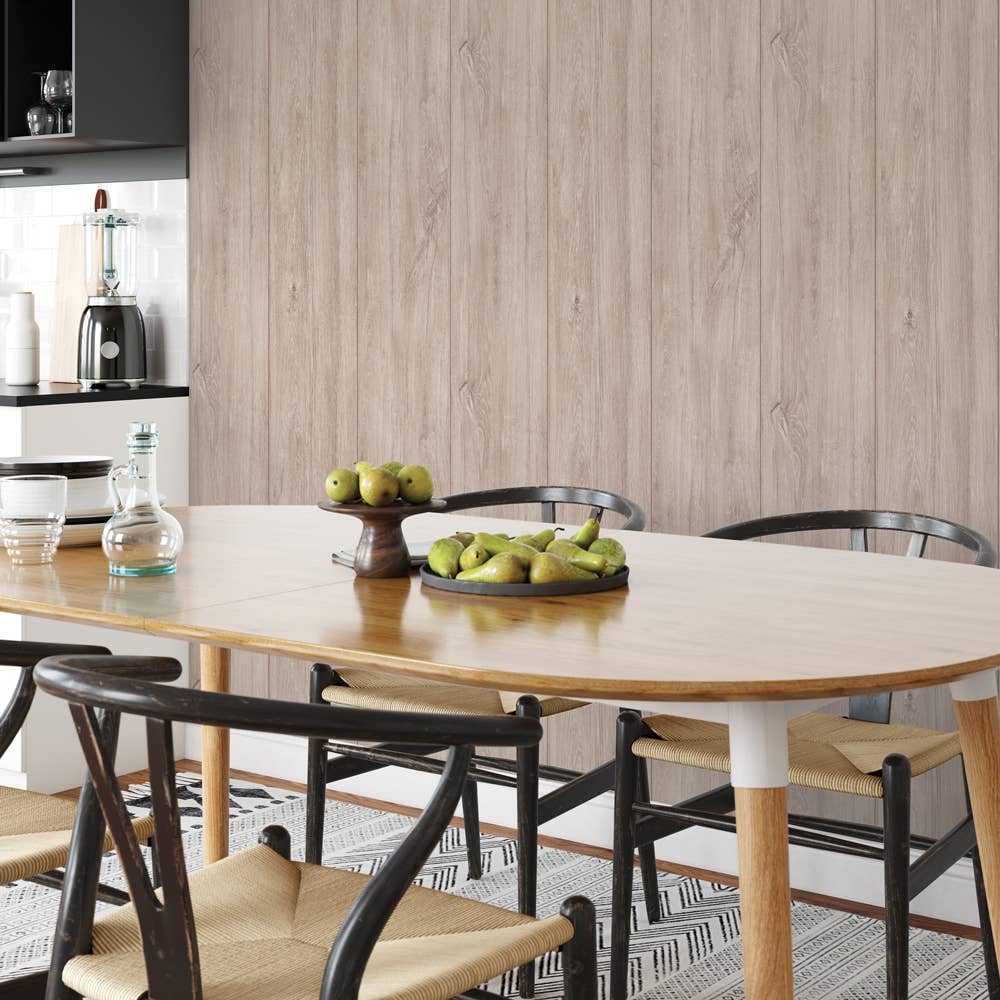 Wide Plank White Peel and Stick Wallpaper, 28 sq. ft.