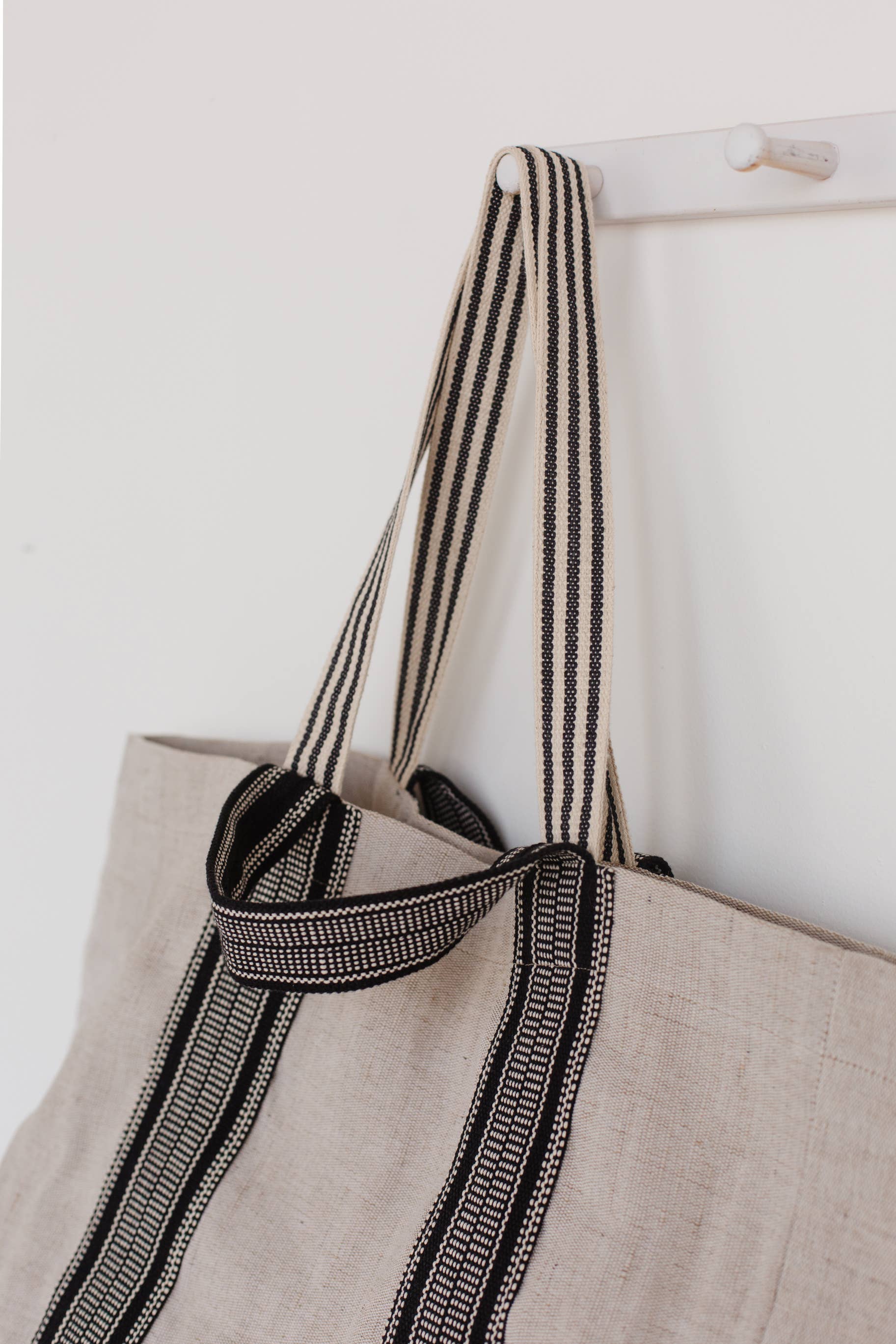 Shoulder Bag, jute / Belleville Tote Dual Handle Black