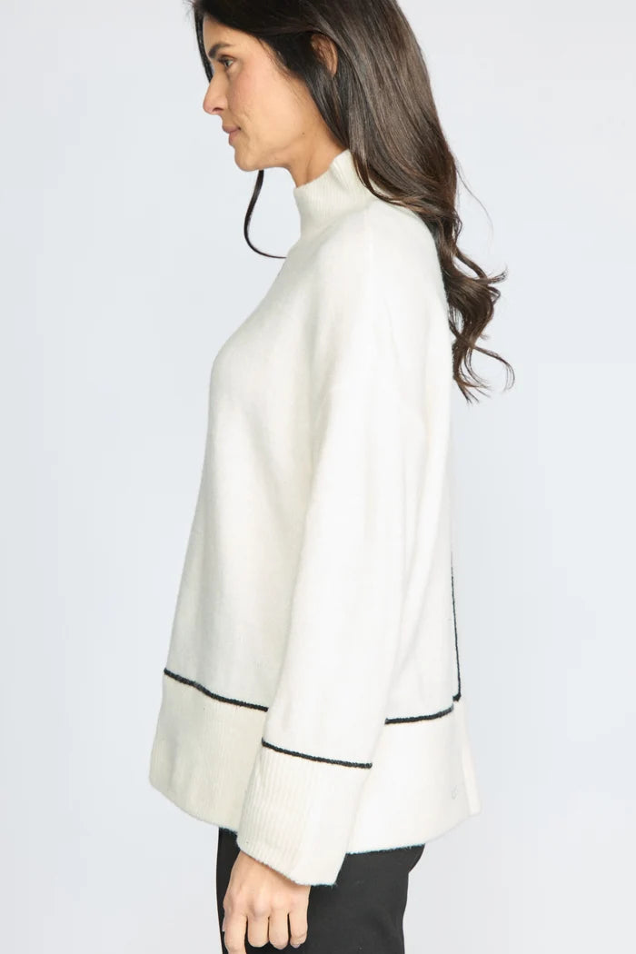 Contrast Stitch Mock-Neck Sweater
