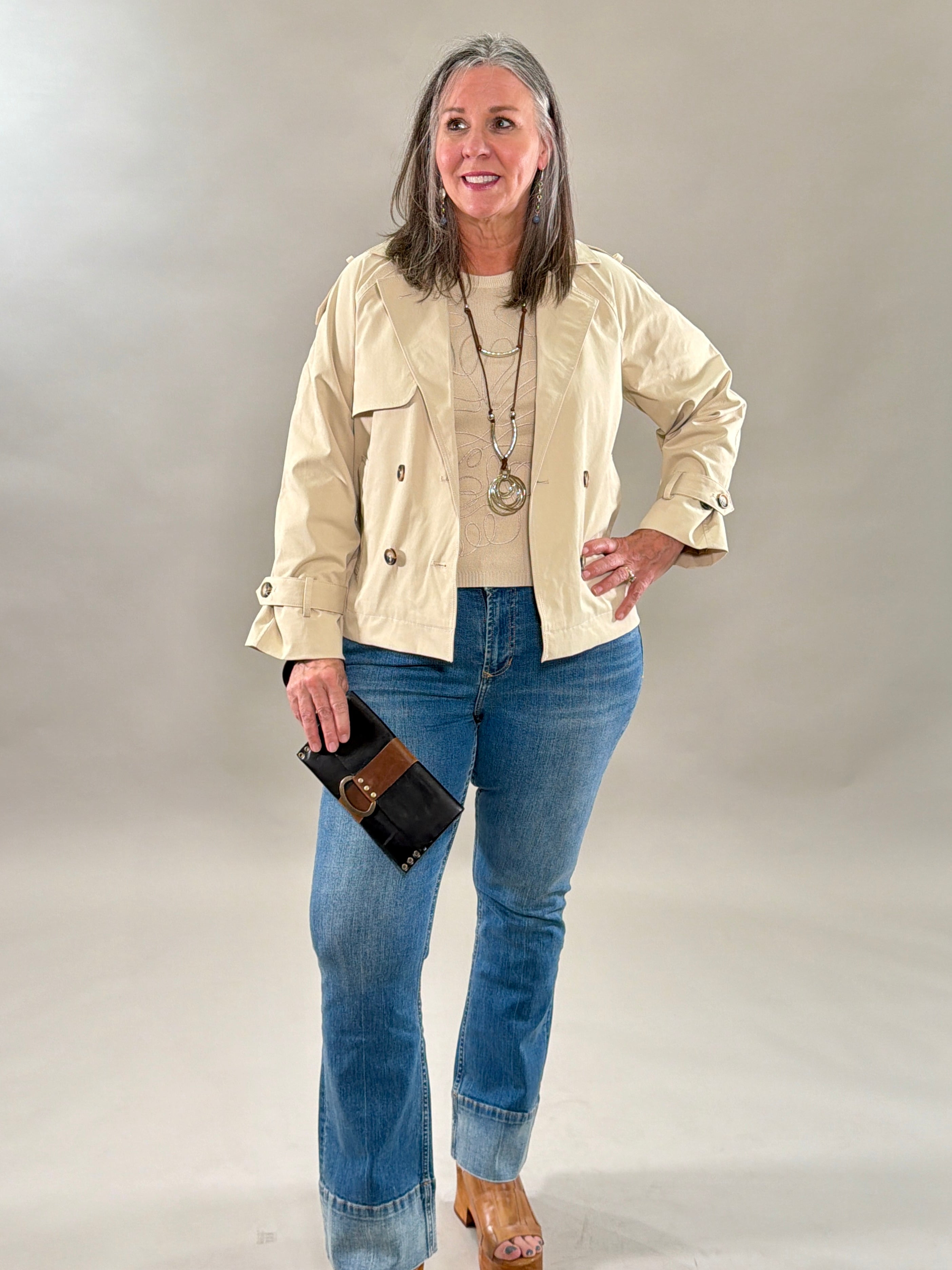 Easy Cropped Trench Coat