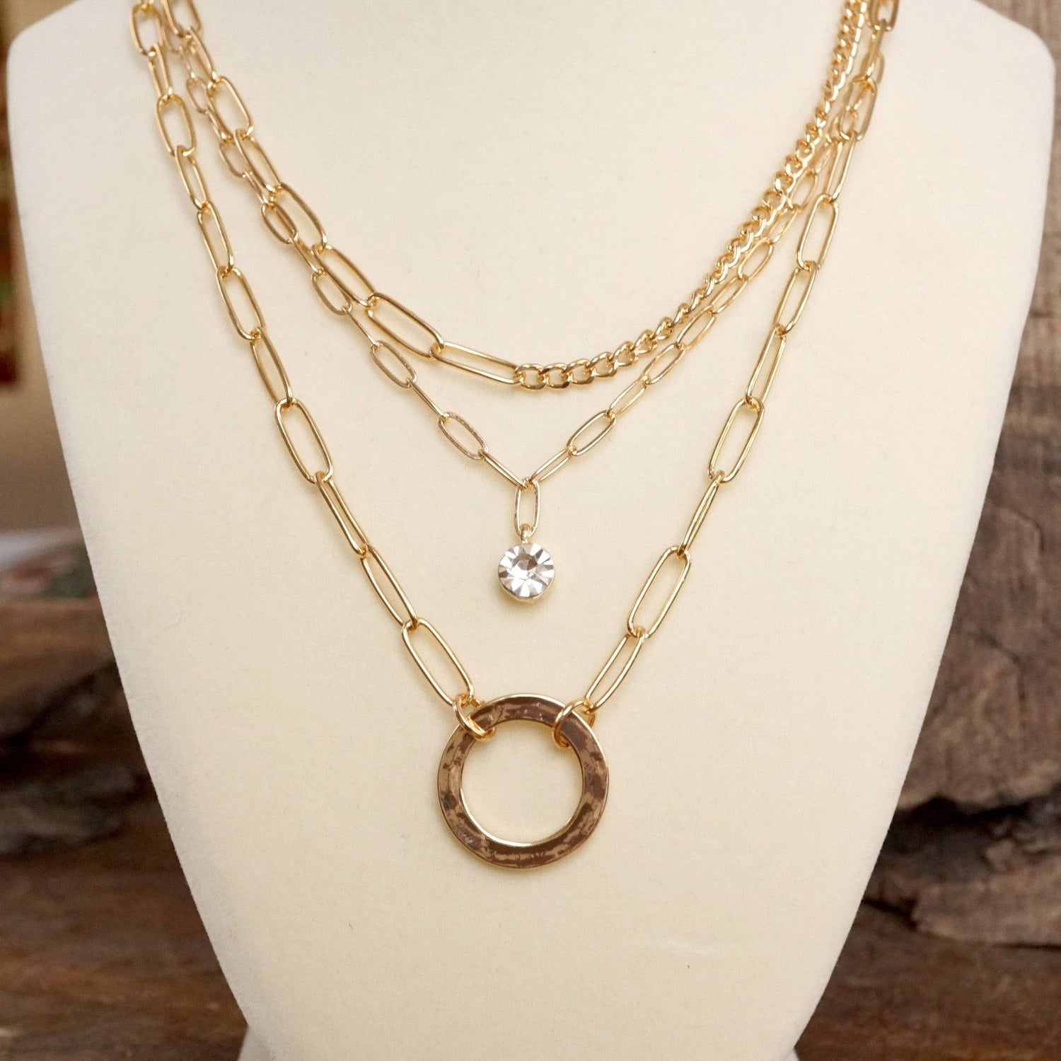 Layered Golden Necklace 3-in-1