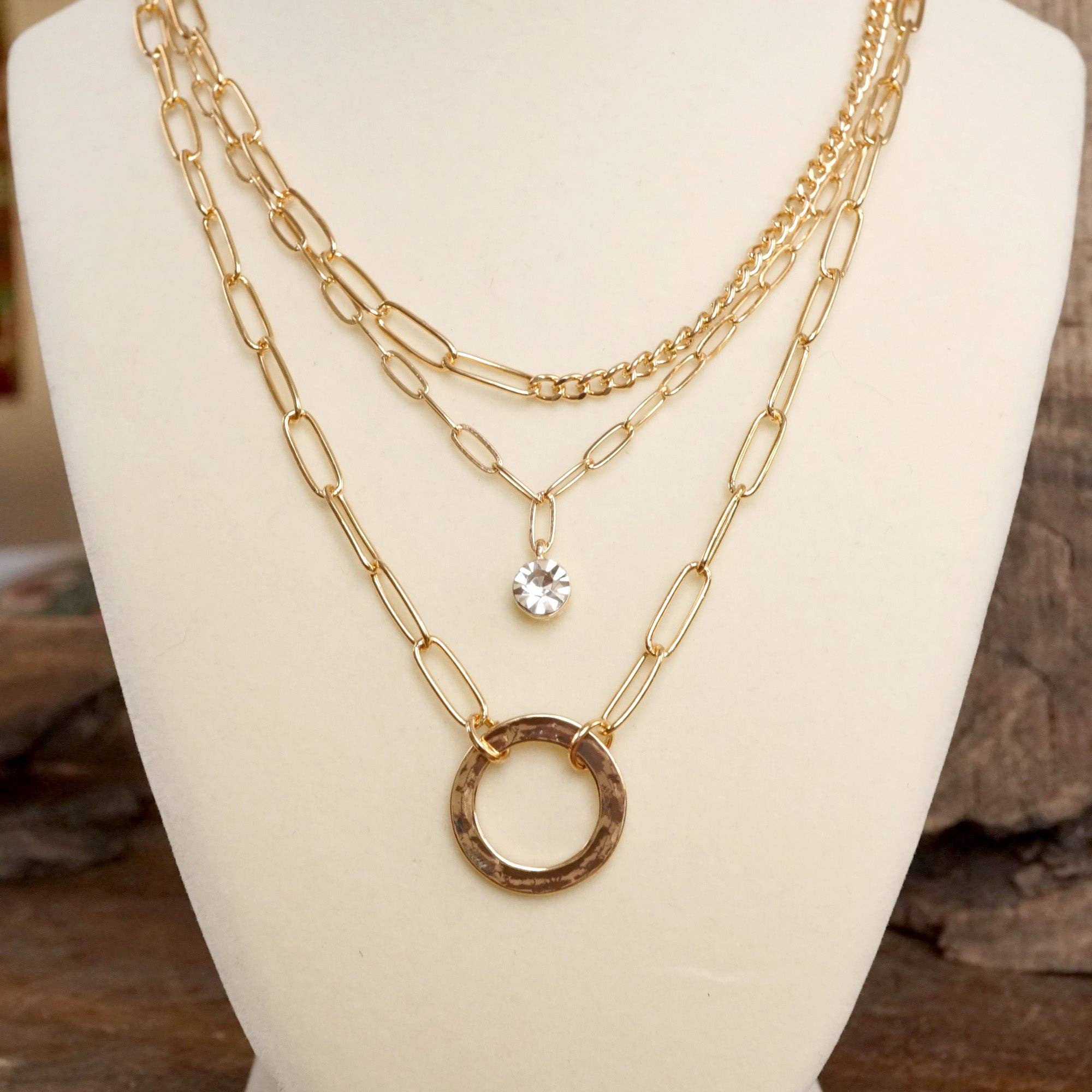 Layered Golden Necklace 3-in-1