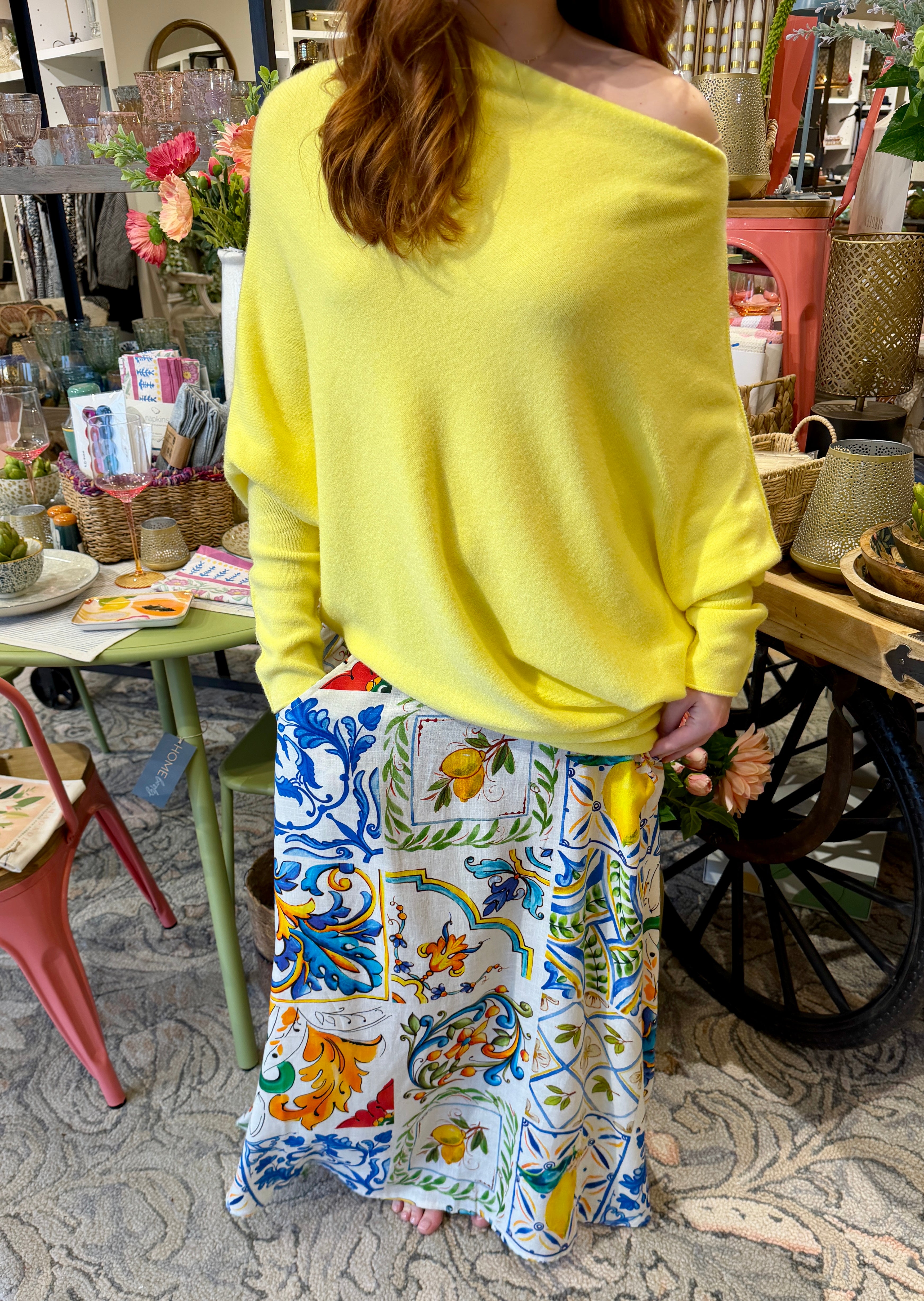 Amalfi Tile Linen-Blend Maxi Skirt