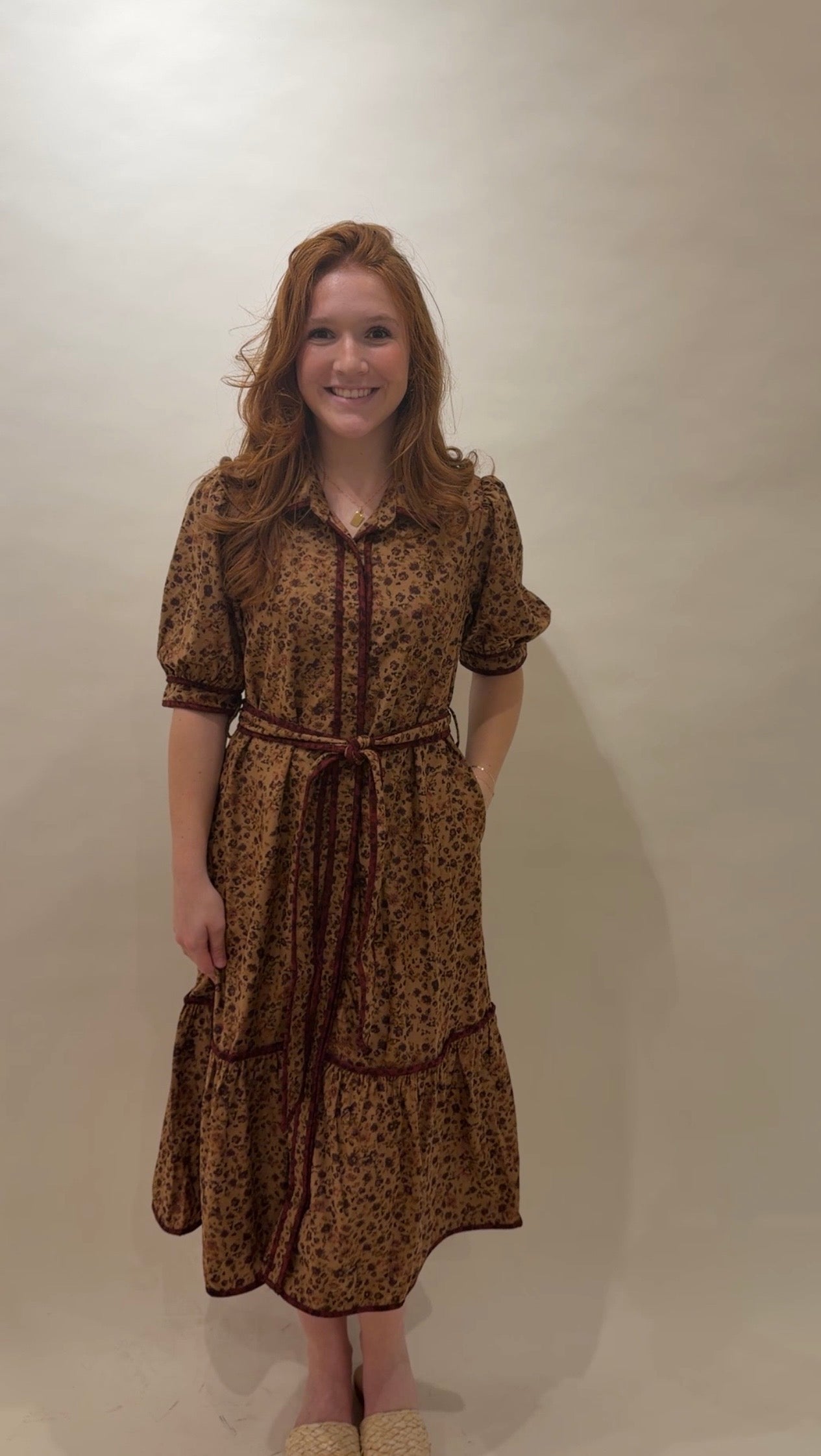 Autumn Floral Midi Dress