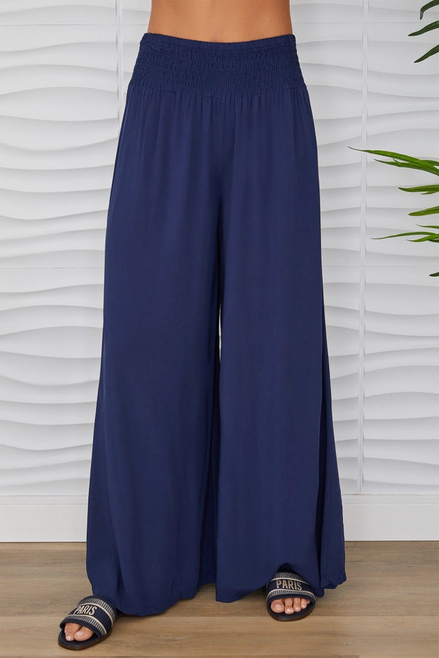 Viscose Smoked Palazzo Pants