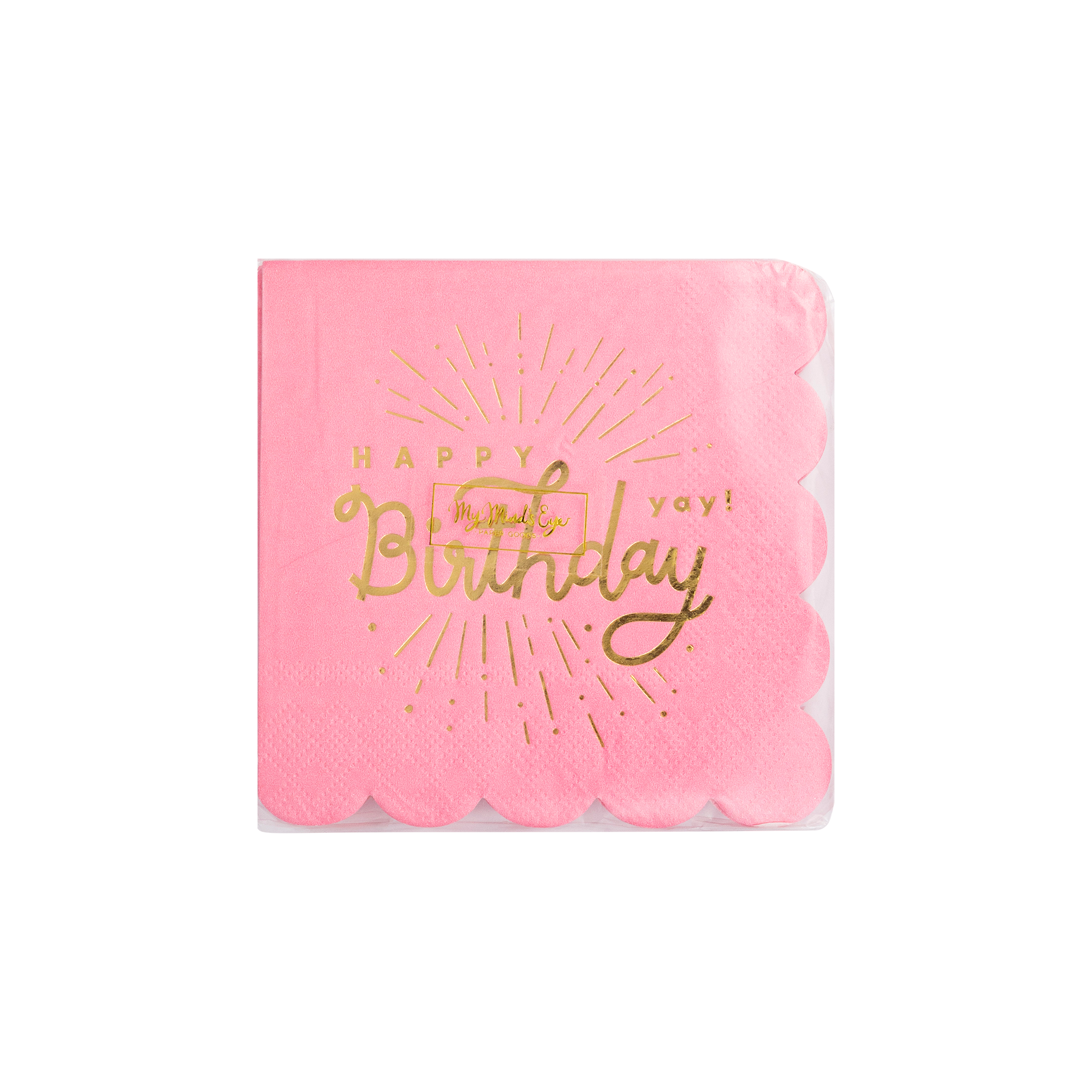 Happy Birthday Pink Paper Cocktail Napkin
