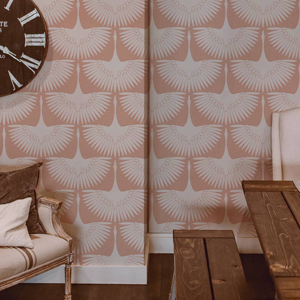 Feather Flock Blush Peel and Stick Wallpaper, 28 sq. ft.