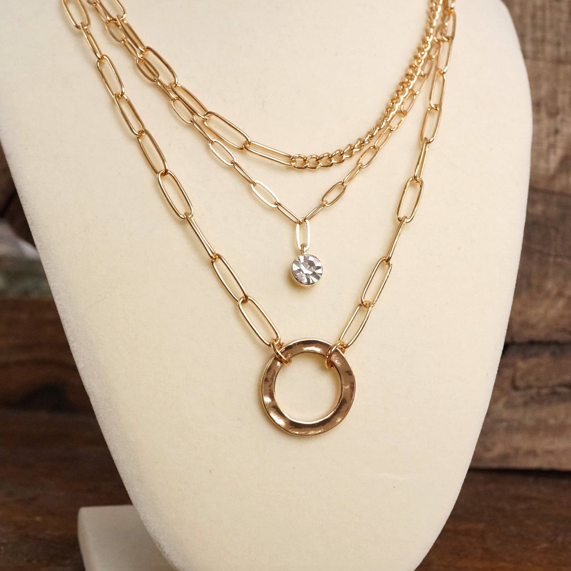 Layered Golden Necklace 3-in-1