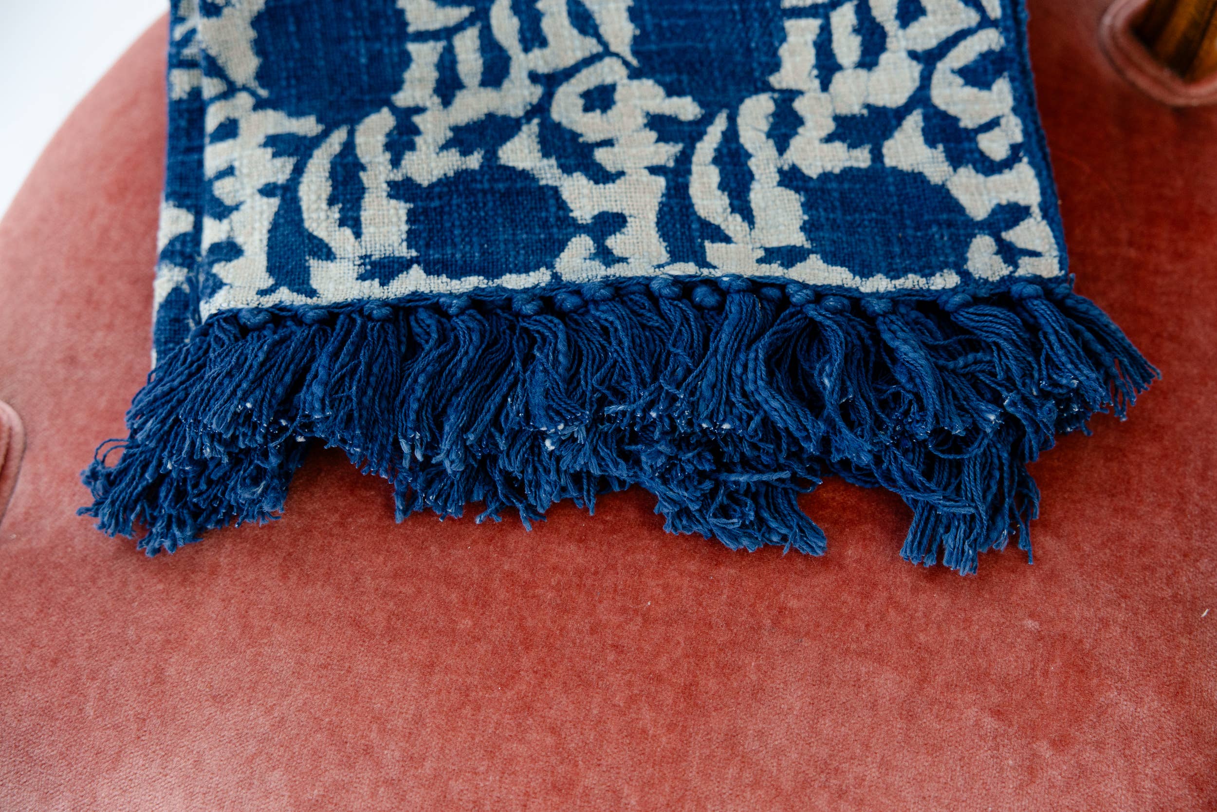 Indigo Fields Block Print Throw Blanket