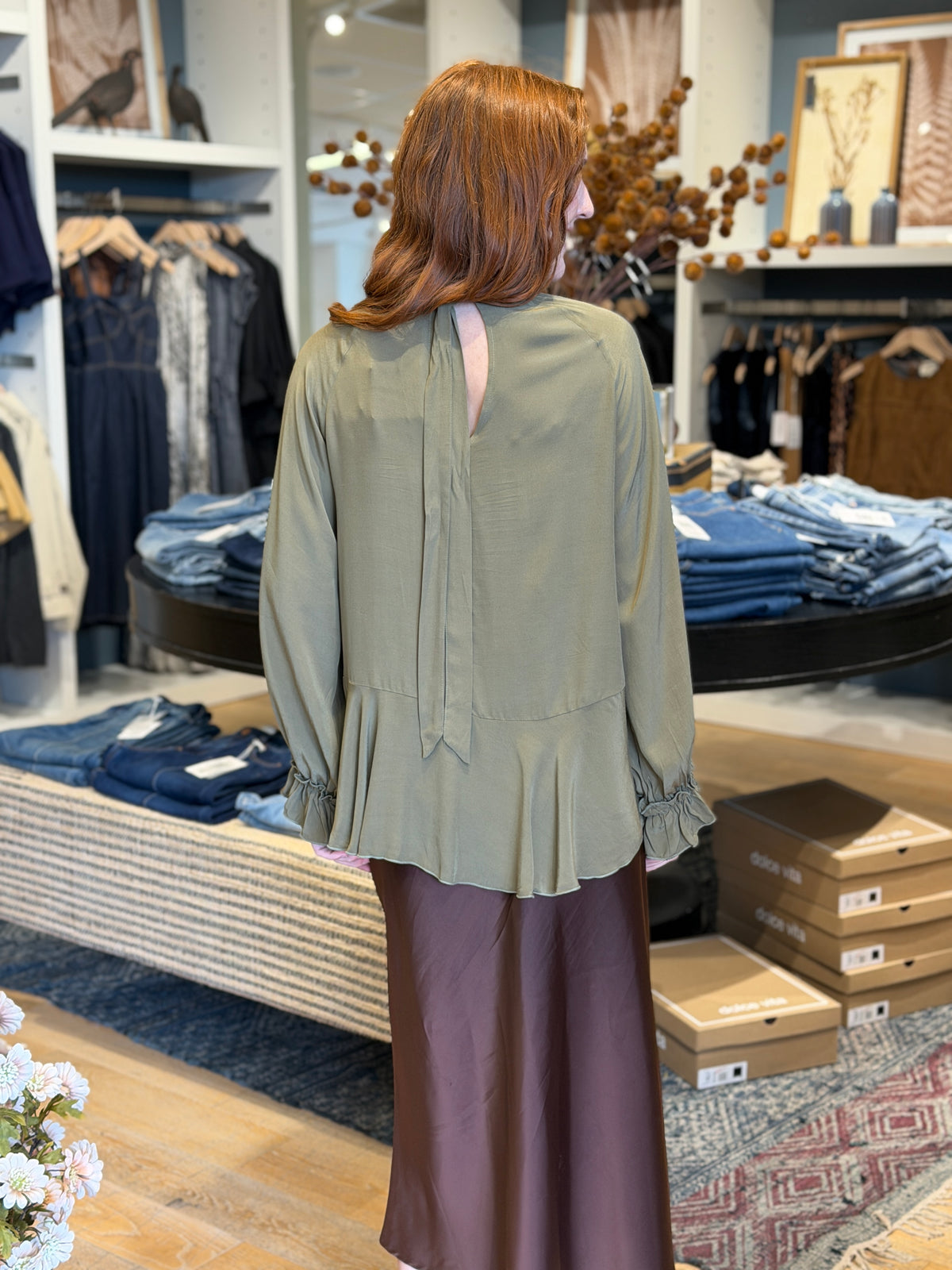 Ruffle Cutout Blouse
