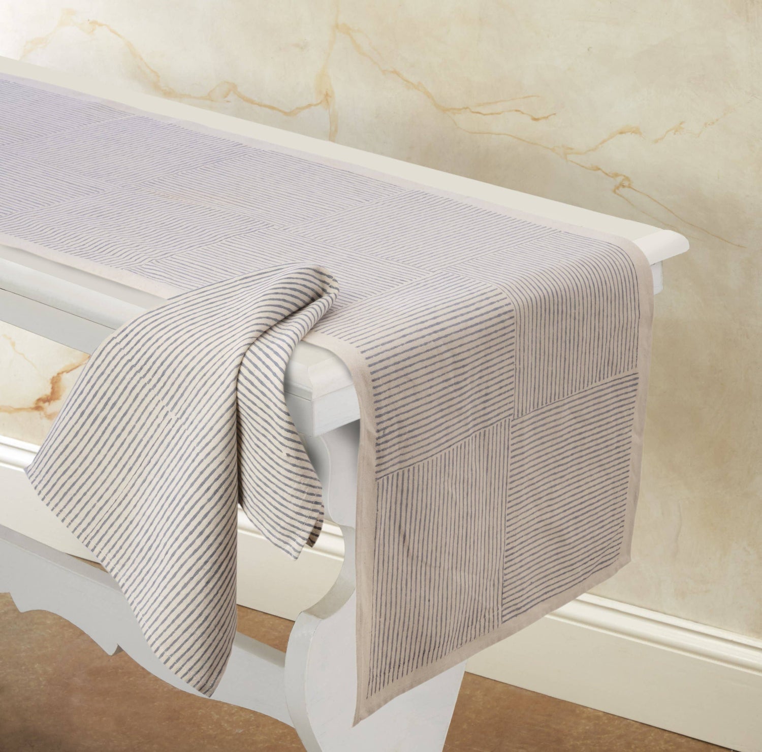 Cerulean Runner, Hand Block Printed Cotton