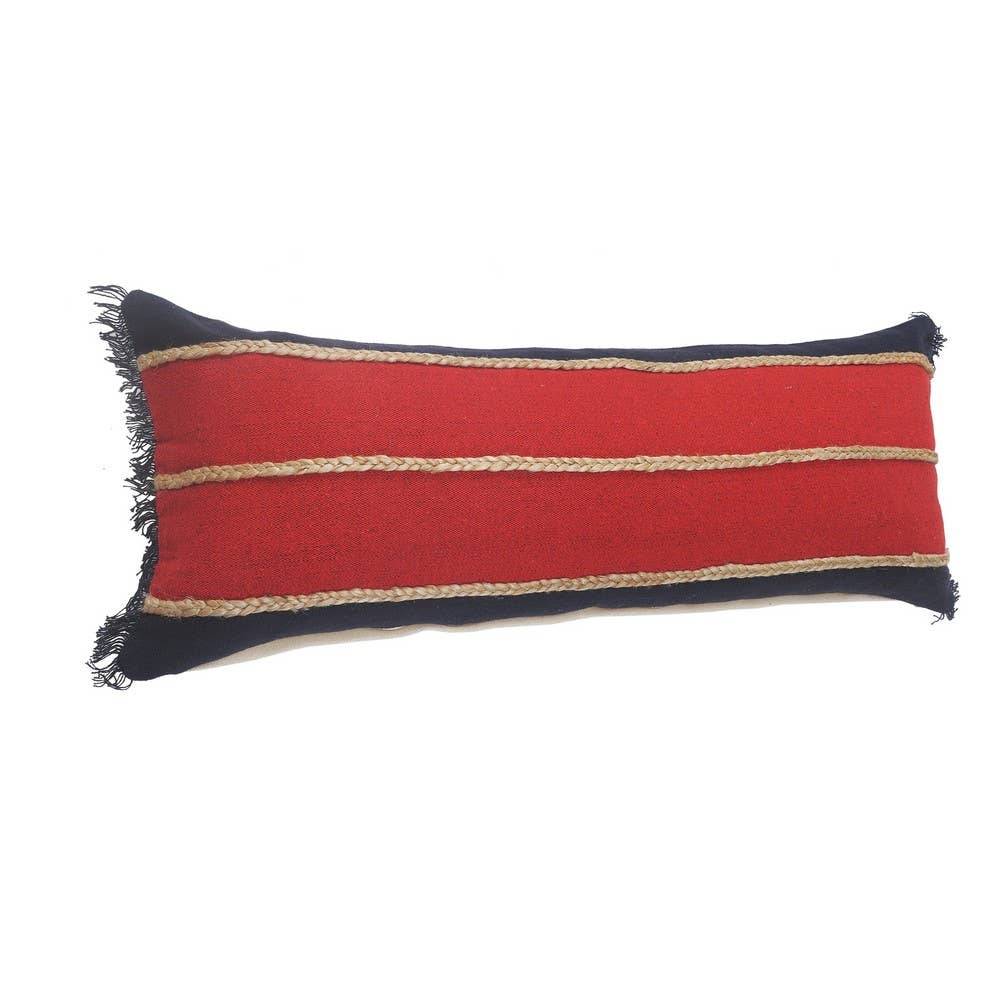 Americana Striped Throw Pillow with Jute Braiding