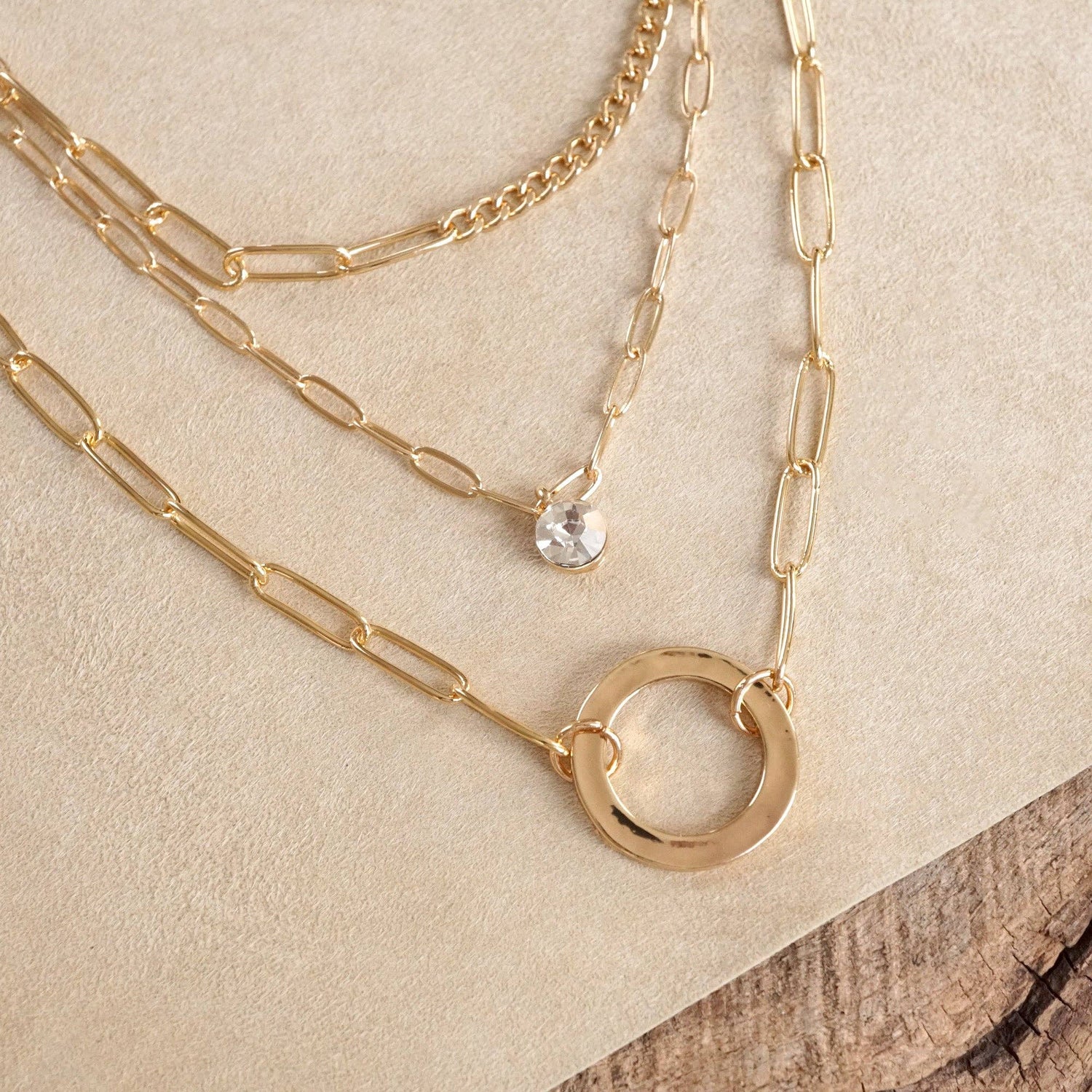 Layered Golden Necklace 3-in-1