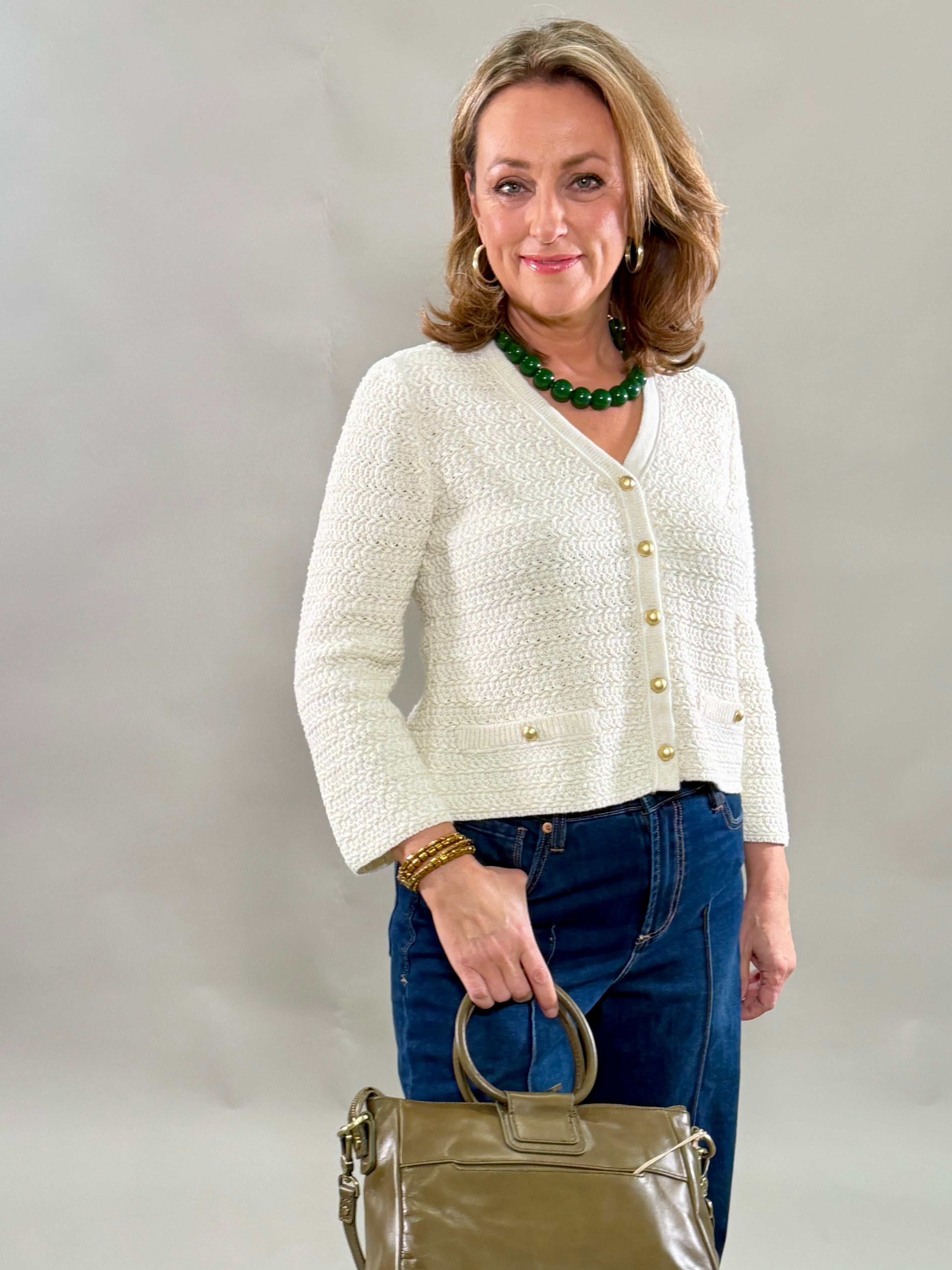 Gold Button Sparkle Cardigan