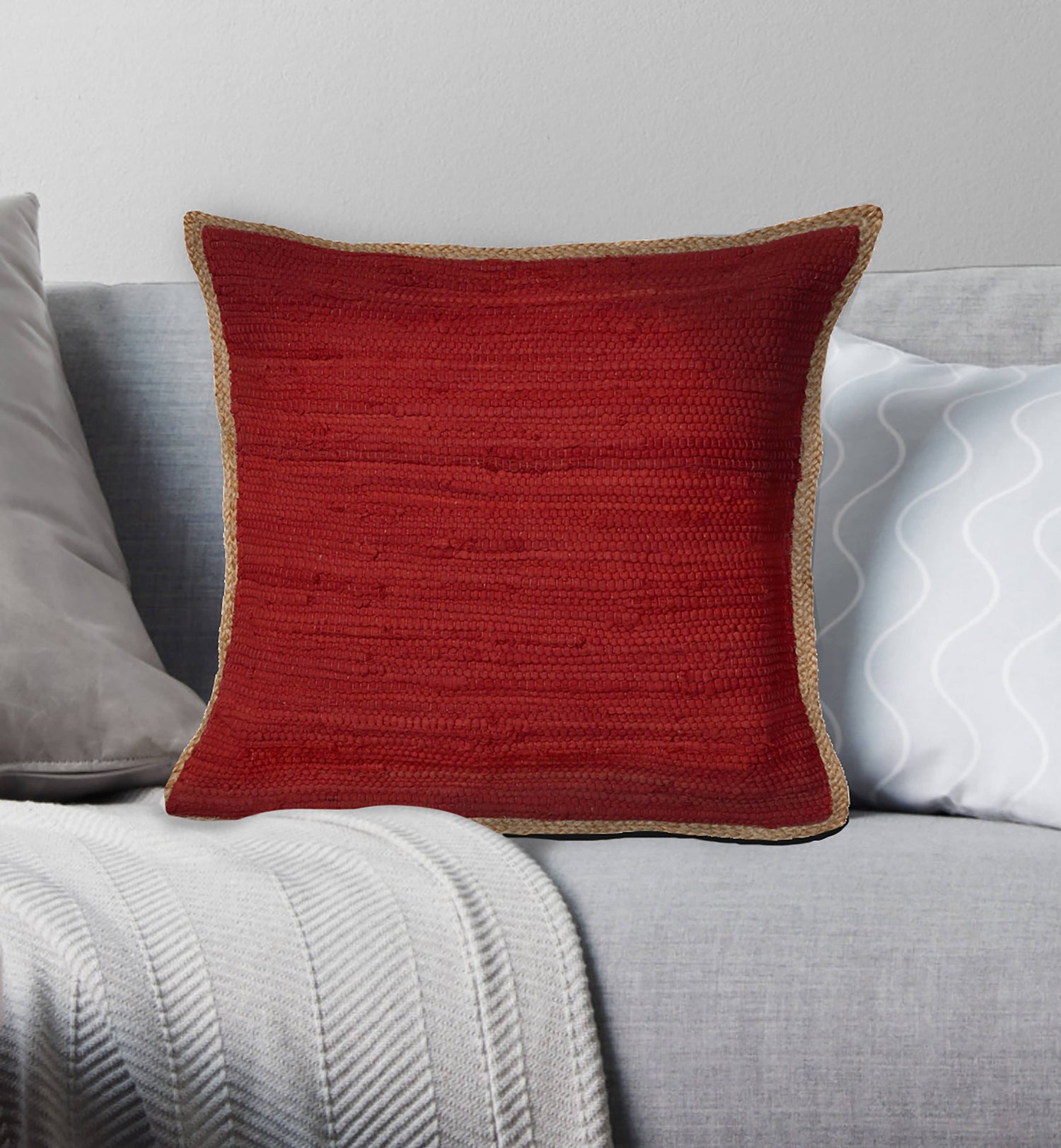 Jute Bordered Throw Pillow