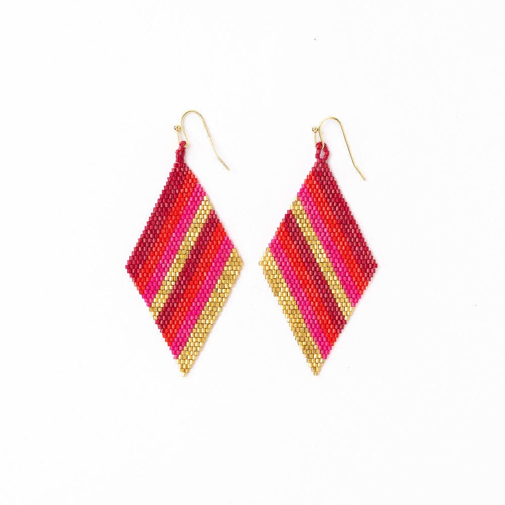 Frida Diagonal Ombre Striped Beaded Earrings