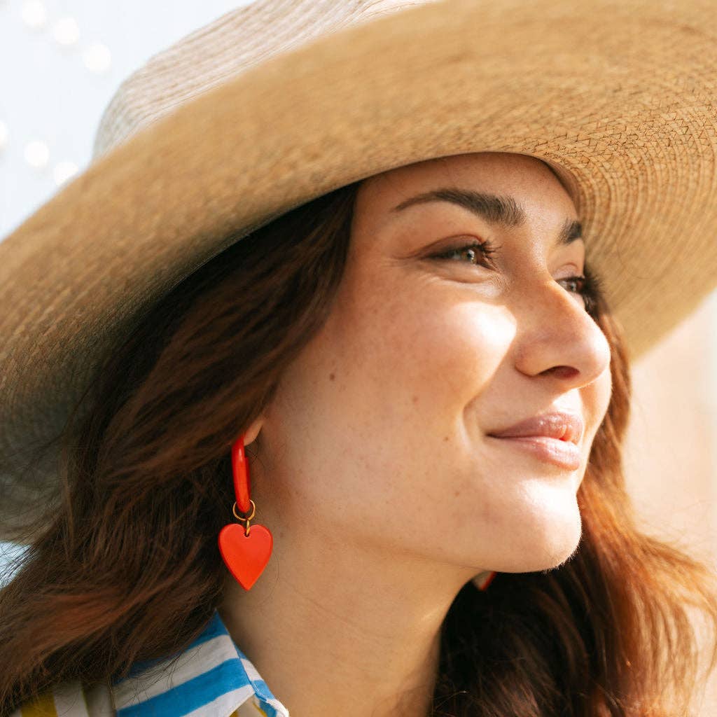Red Hoop with Heart Dangles