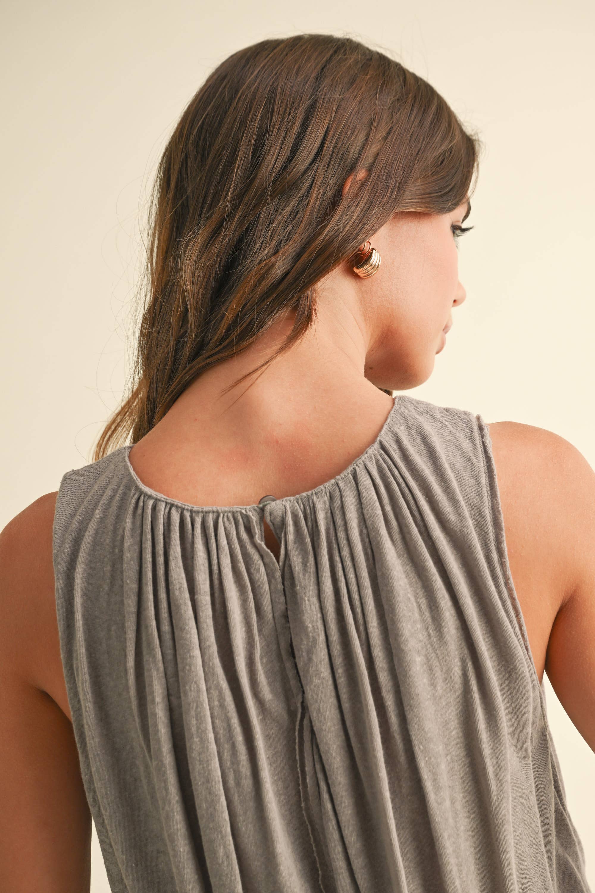 T4577 LINEN KNITTED BUBBLE BOTTOM TOP