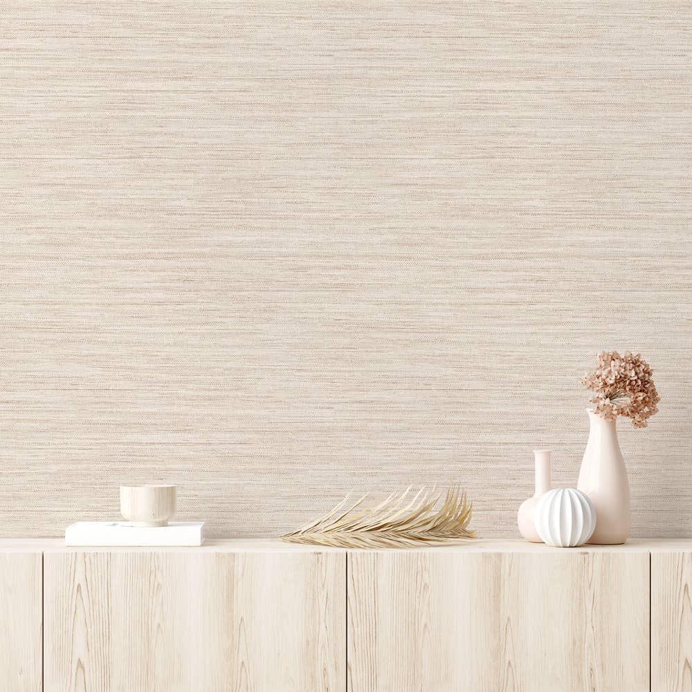 Horizontal Grasscloth Ecru P&S Wallpaper, 28 sq. ft.