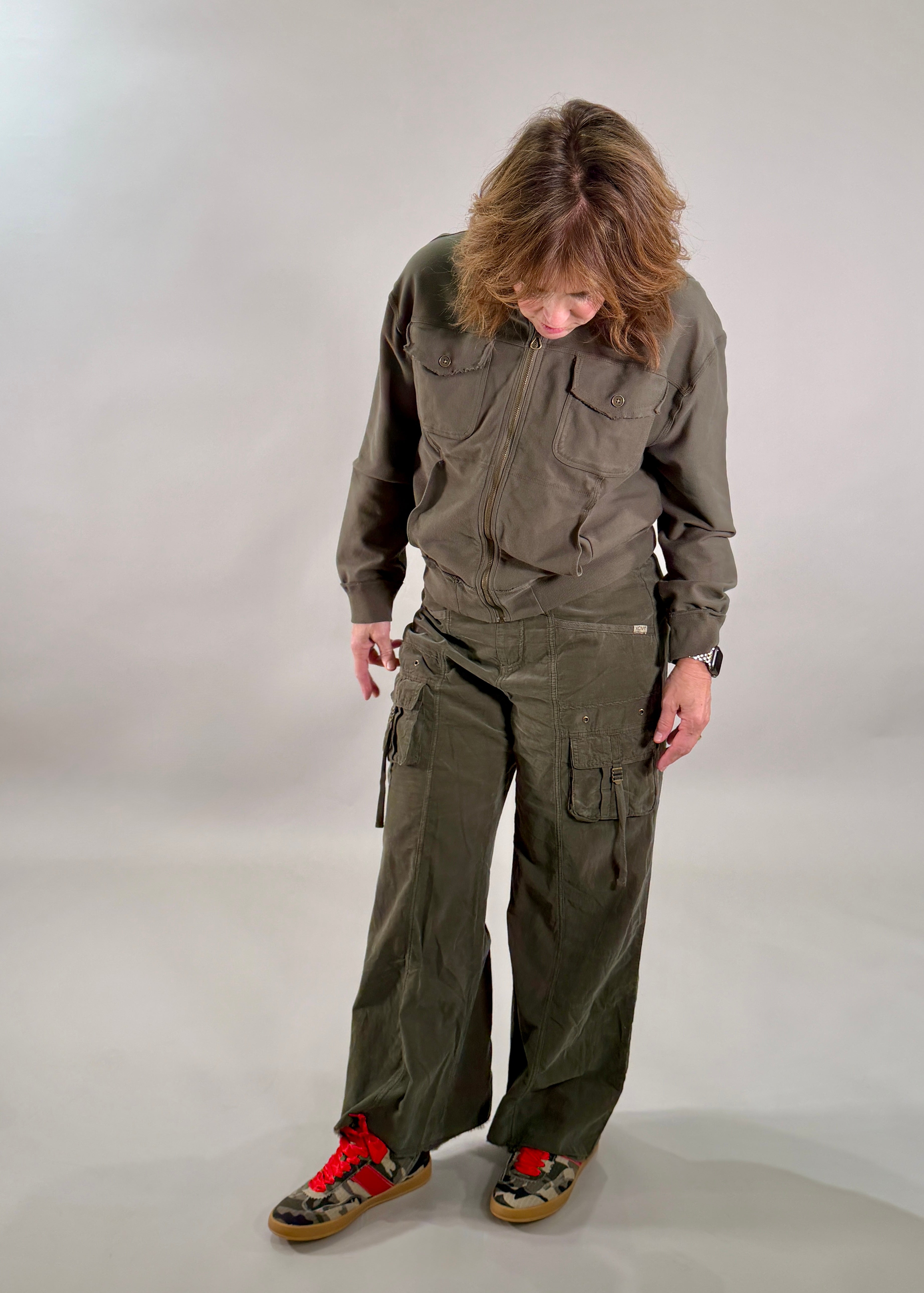 Twill Knit Hooded Bomber Jacket