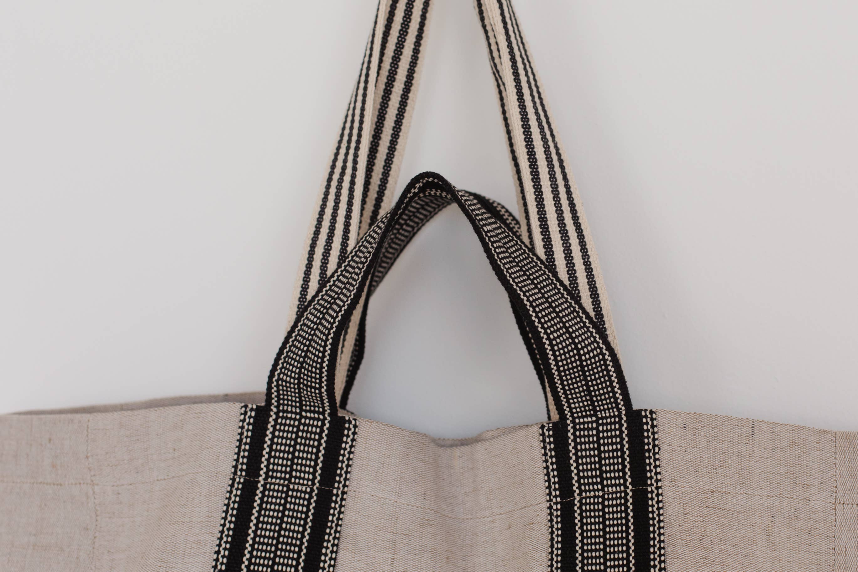 Shoulder Bag, jute / Belleville Tote Dual Handle Black