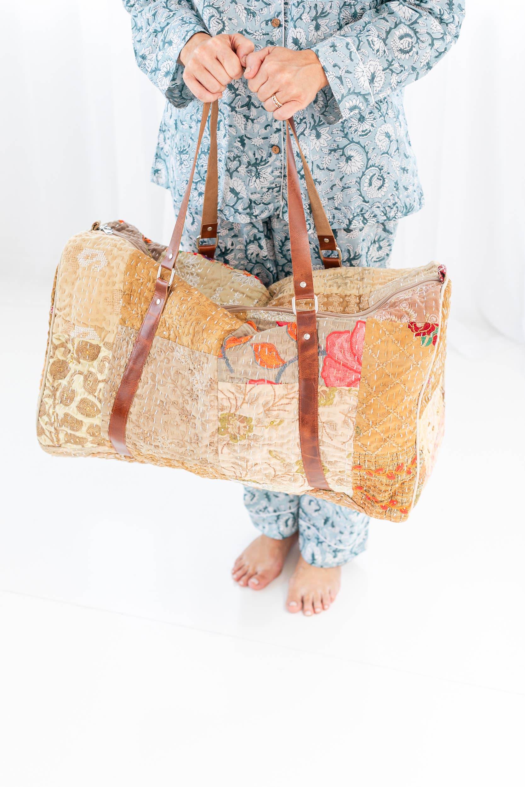 Tan Patchwork Duffle