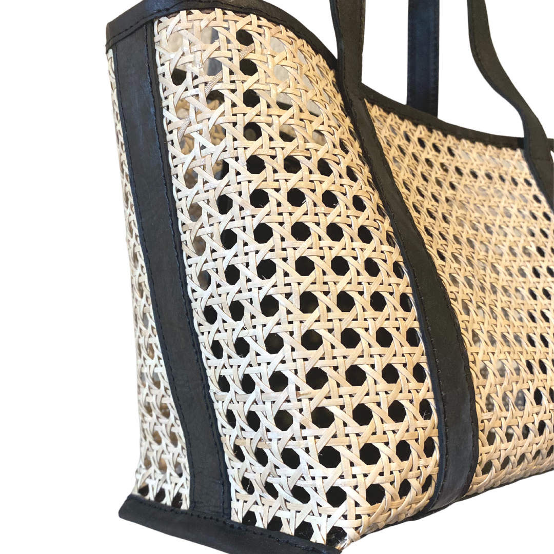 Cane & Leather Large Tote