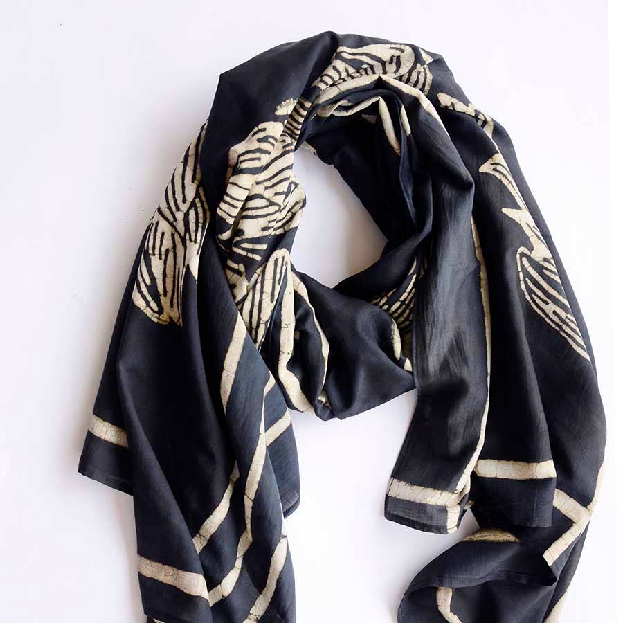 Artisan handmade cotton blockprint women scarf/wrap - Jungle