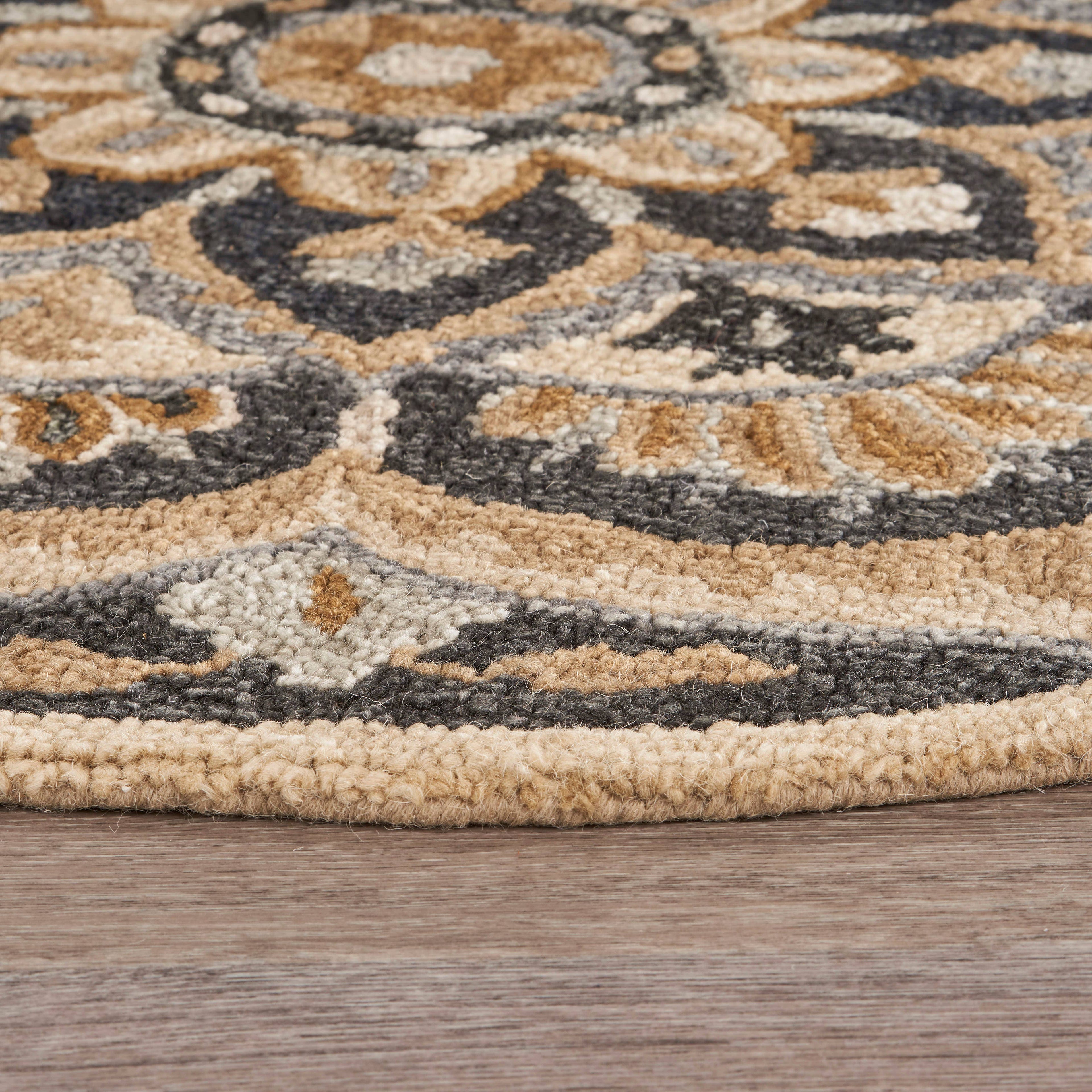 Floret Forever Mandala Area Rug - Black