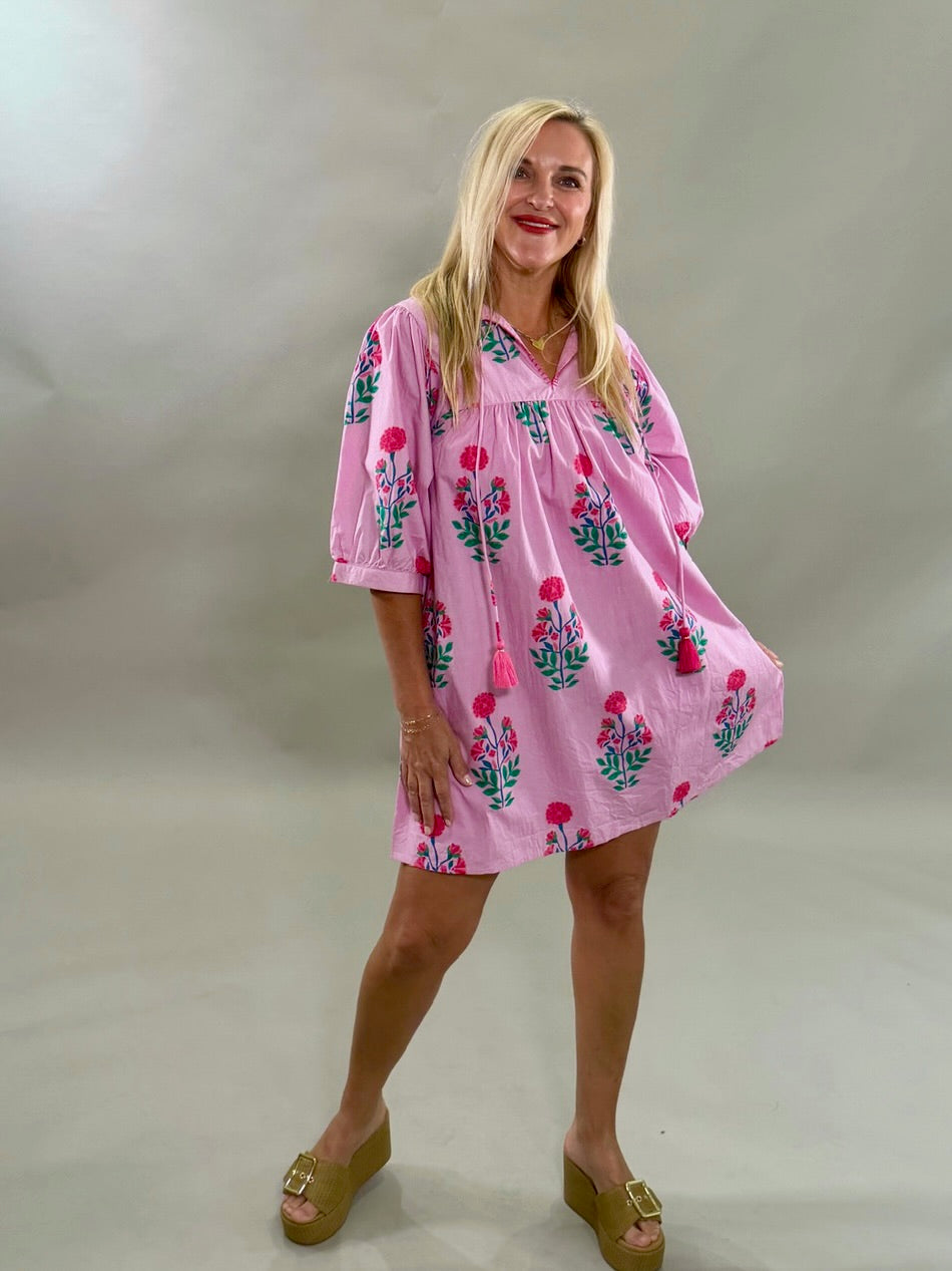 Short Sleeve Floral Pattern Dress