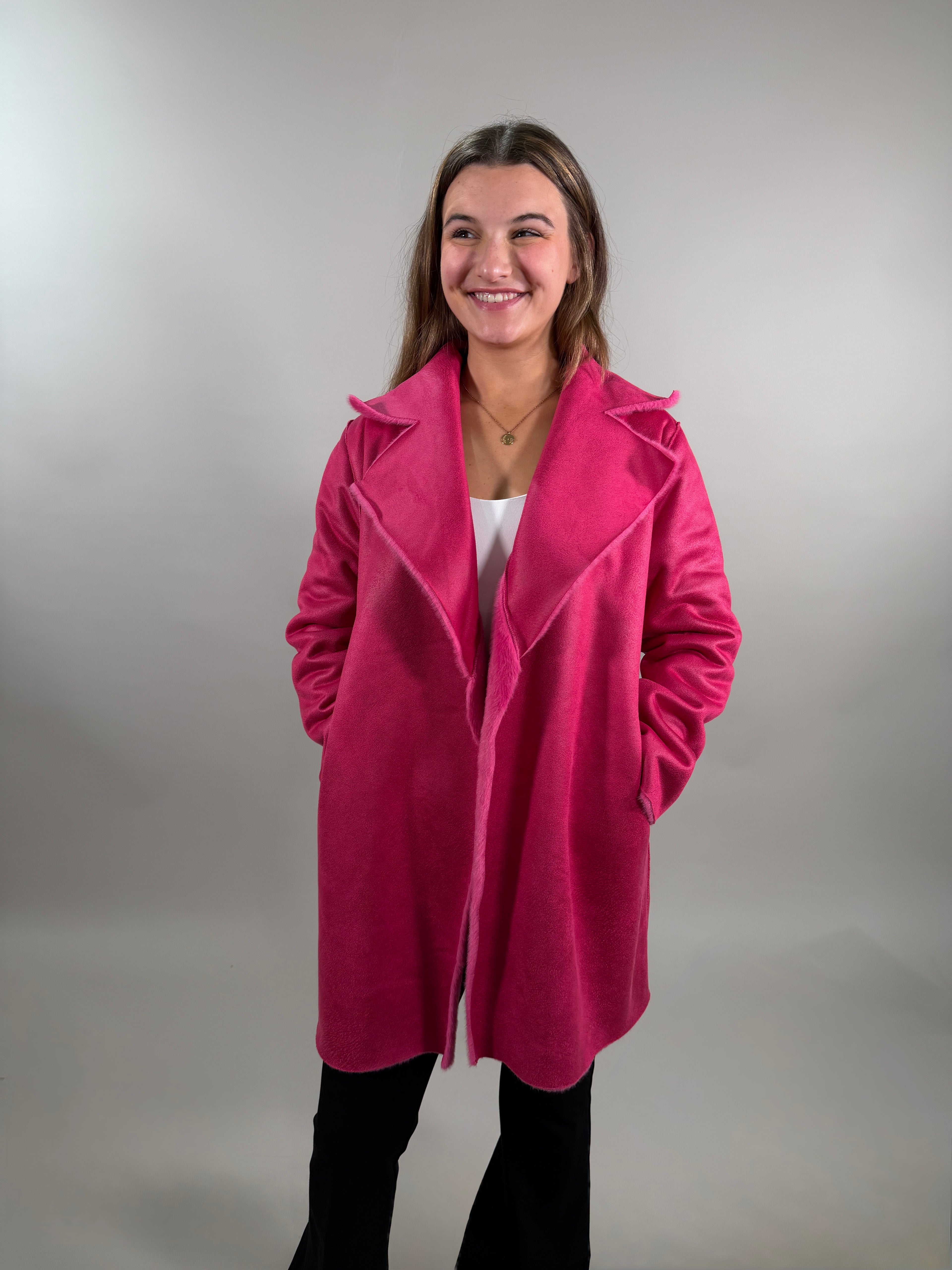 Faux Fur and Suede Coat