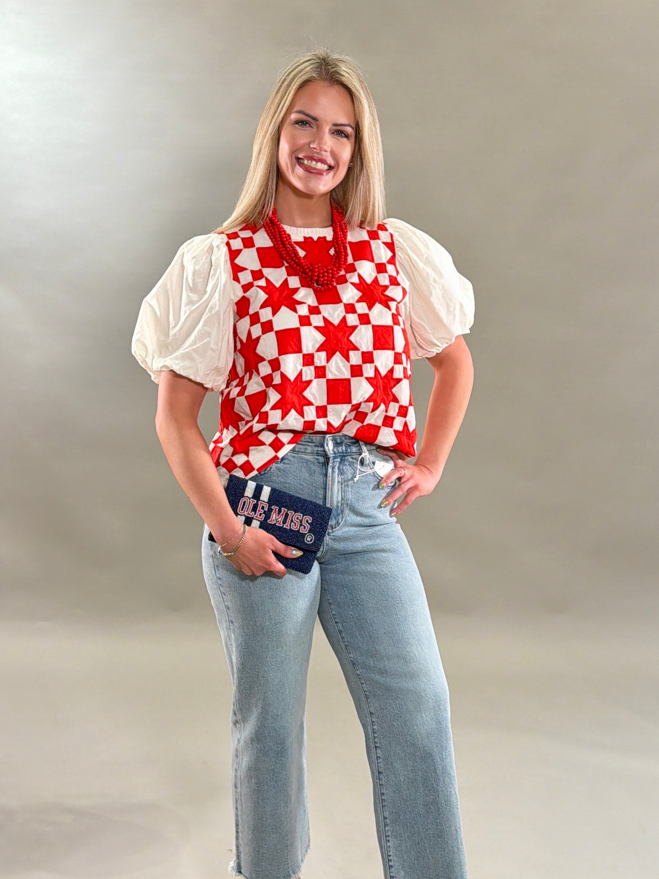 Quilted Pouf Sleeve Top